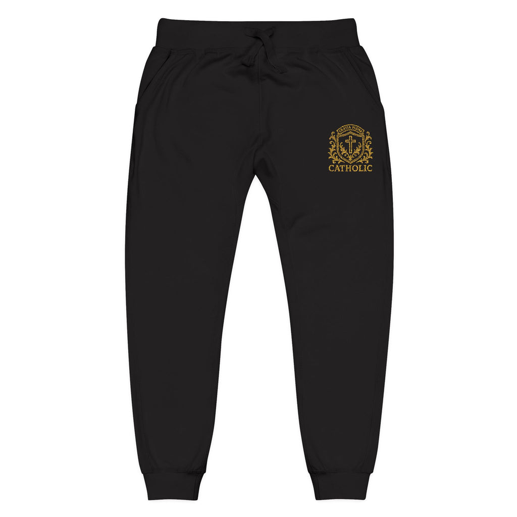 "Gratia Plena" Luxury Embroidered Fleece Joggers