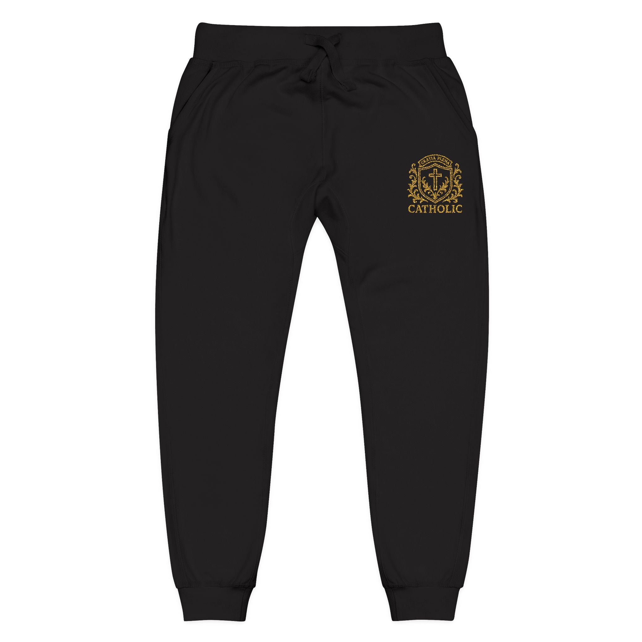 "Gratia Plena" Luxury Embroidered Fleece Joggers