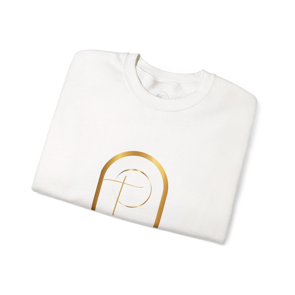 Personalized Luxe Cozy Fleece Prayers in Thread Gold Arch Crewneck Pullover