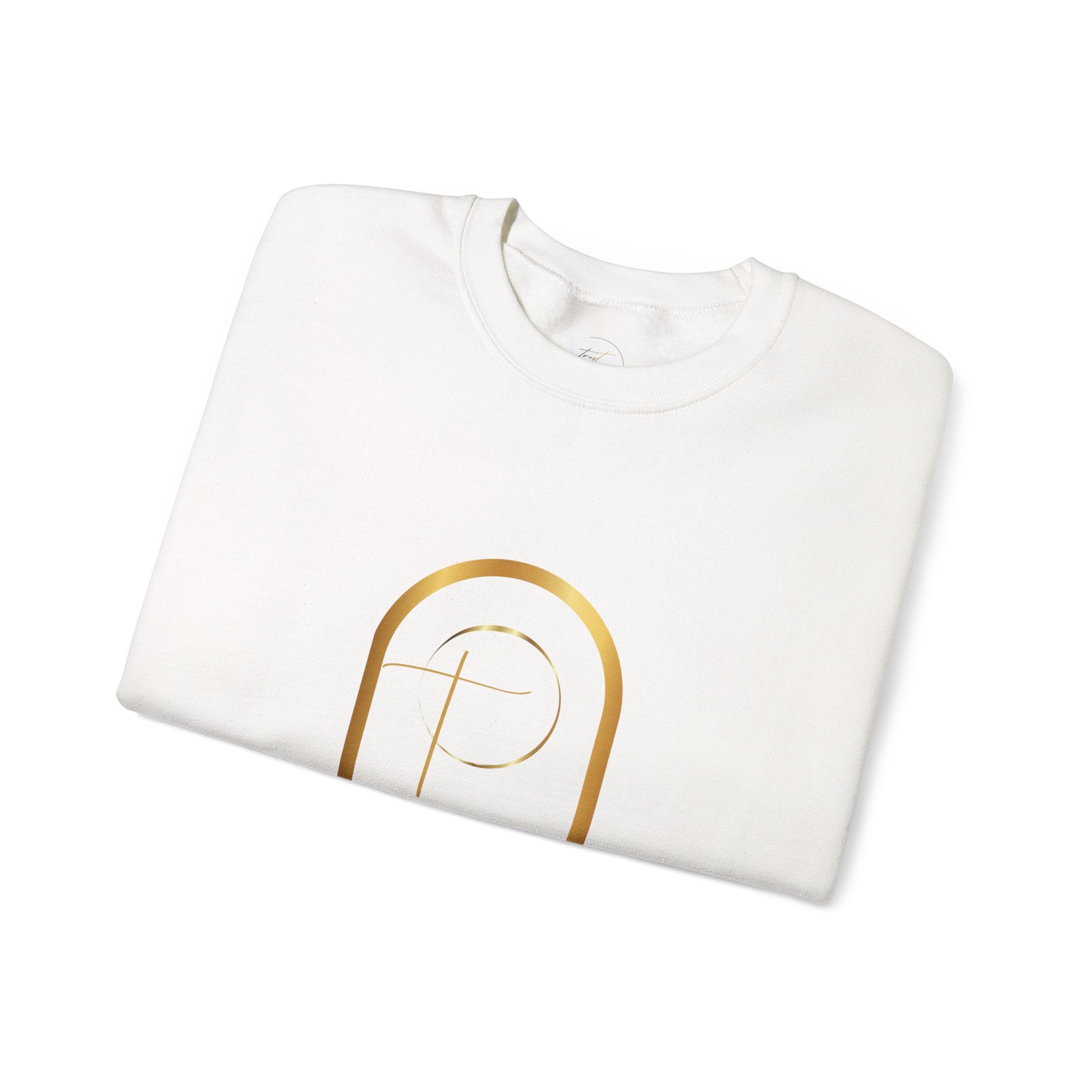 Personalized Luxe Cozy Fleece Prayers in Thread Gold Arch Crewneck Pullover