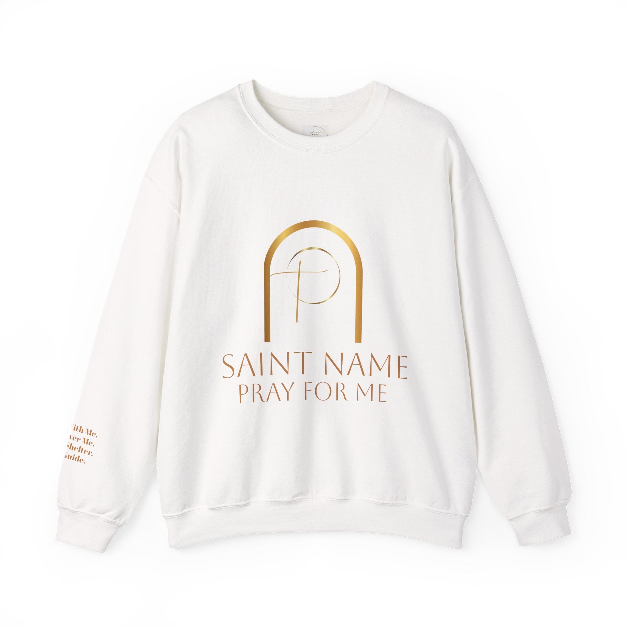Personalized Luxe Cozy Fleece Prayers in Thread Gold Arch Crewneck Pullover