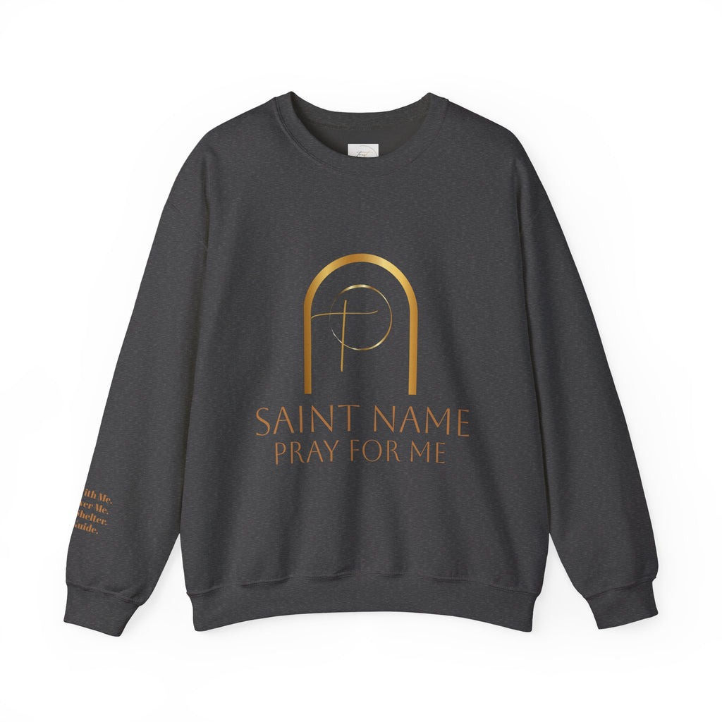 Personalized Luxe Cozy Fleece Prayers in Thread Gold Arch Crewneck Pullover