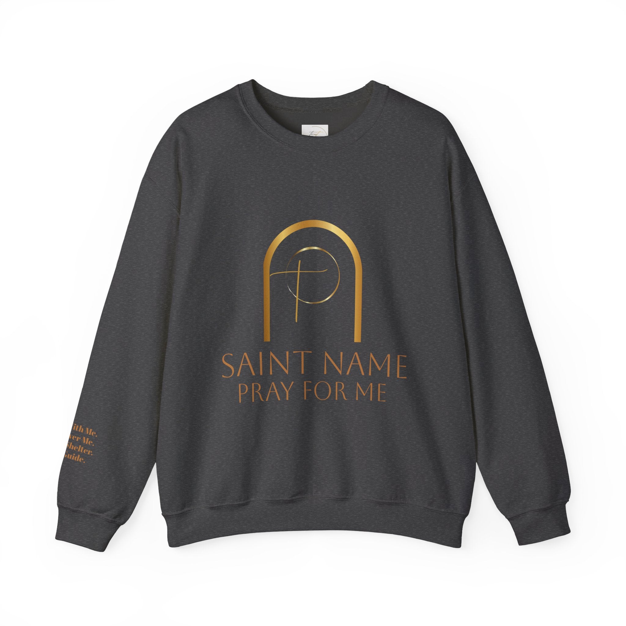 Personalized Luxe Cozy Fleece Prayers in Thread Gold Arch Crewneck Pullover