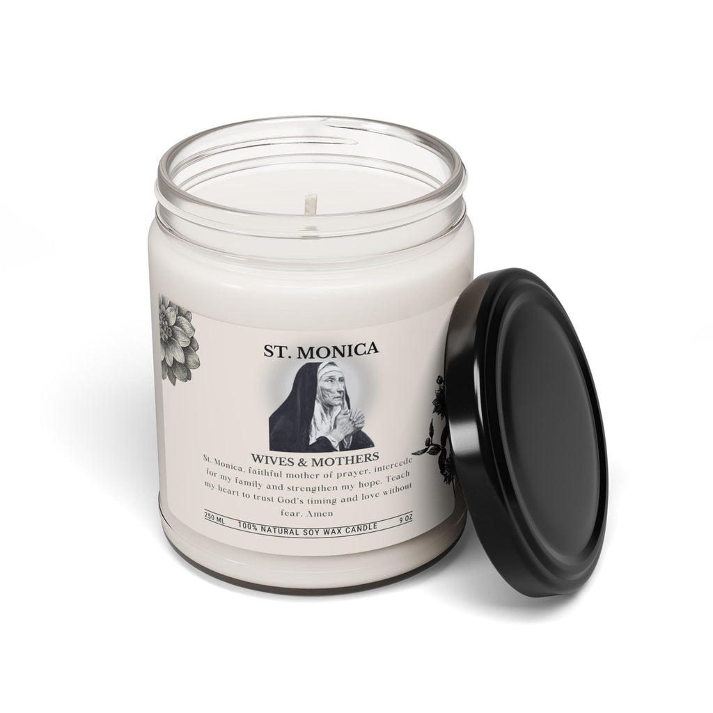 St. Monica Scented Soy Candle — 9oz Inspirational Prayer Candle for Wives & Mothers