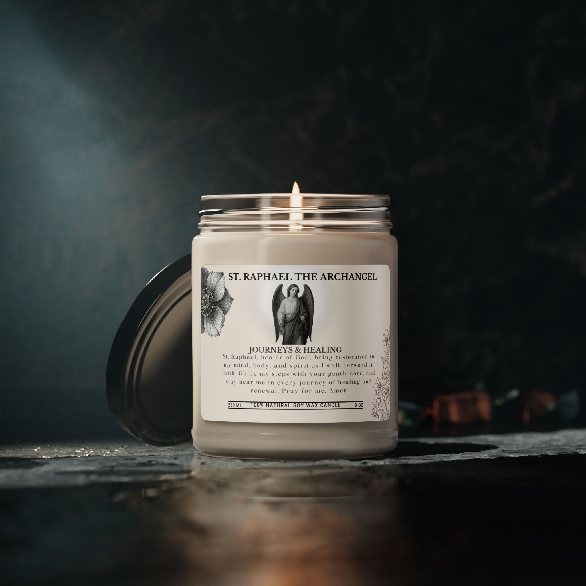 St. Raphael the Archangel Scented Soy Candle — 9oz Healing & Sacred Journeys Prayer Jar Candle