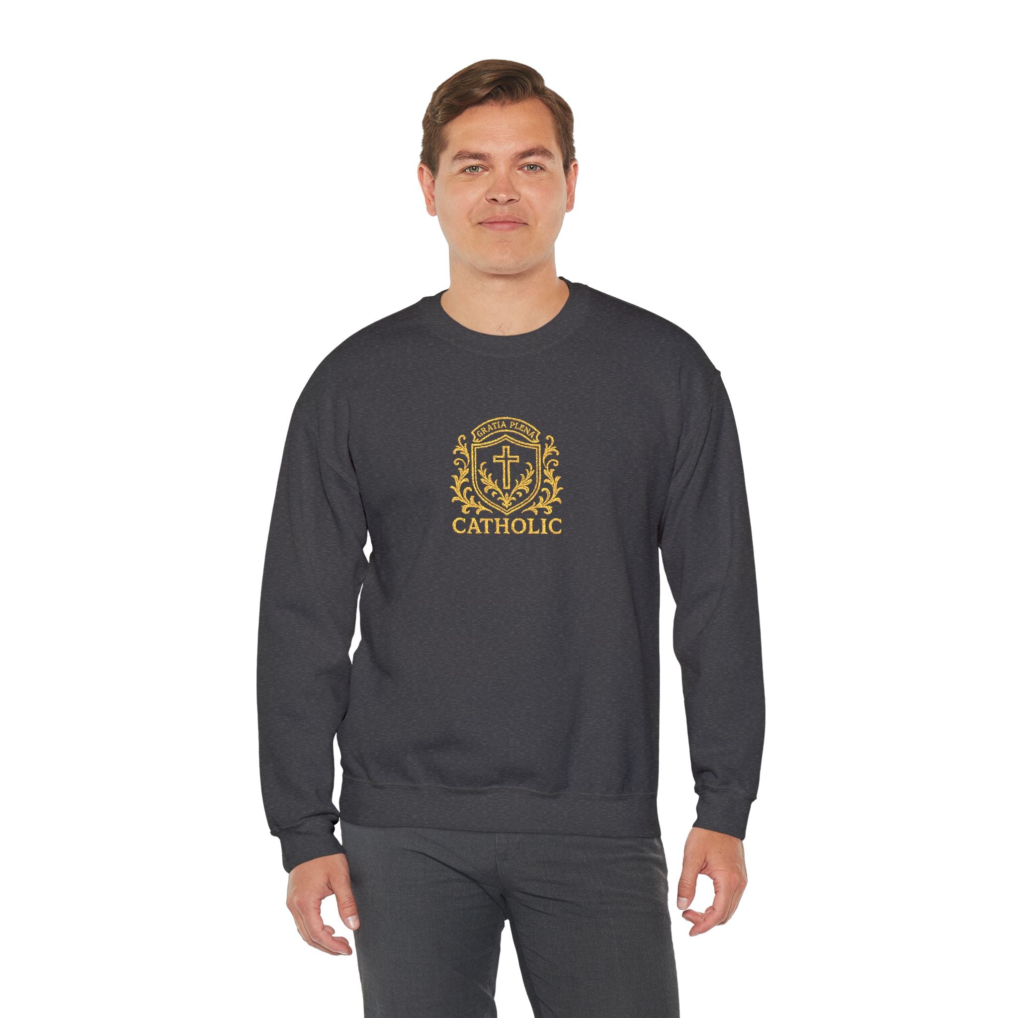 "Gratia Plena" Luxury Embroidered Crewneck Sweatshirt