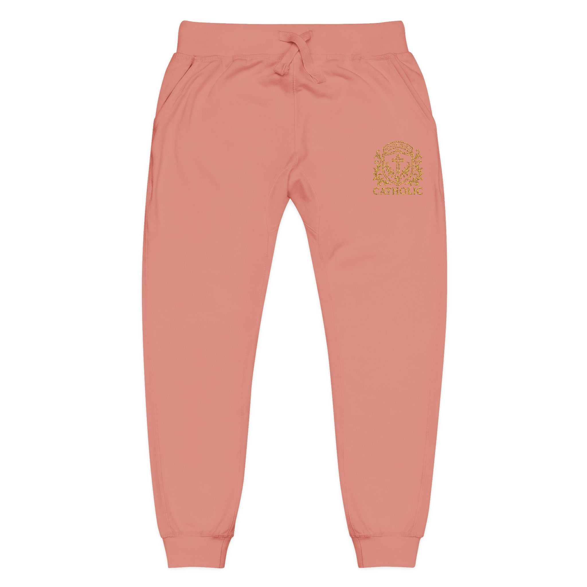 "Gratia Plena" Luxury Embroidered Fleece Joggers