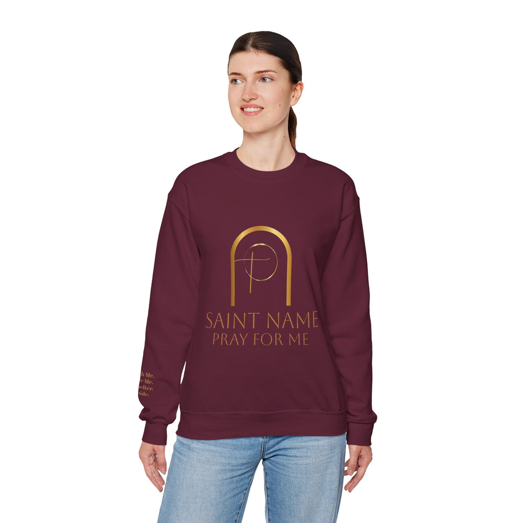 Personalized Luxe Cozy Fleece Prayers in Thread Gold Arch Crewneck Pullover