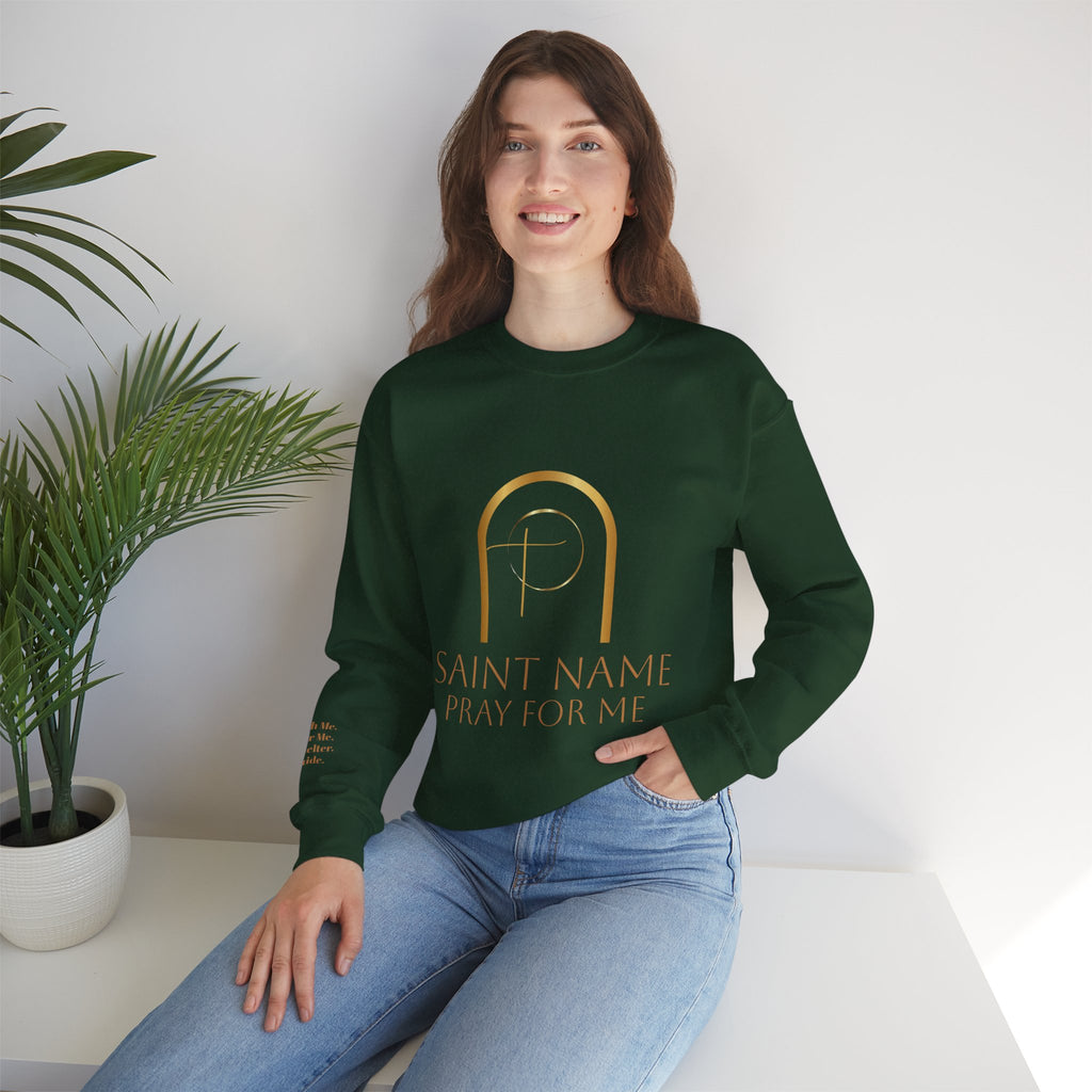 Personalized Luxe Cozy Fleece Prayers in Thread Gold Arch Crewneck Pullover