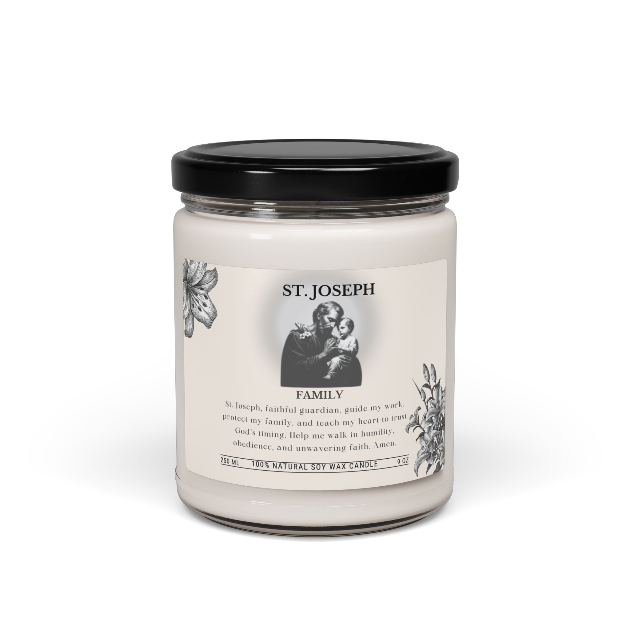 St. Joseph Scented Soy Candle — 9 oz Family Prayer Candle (Religious Devotional Home Fragrance)