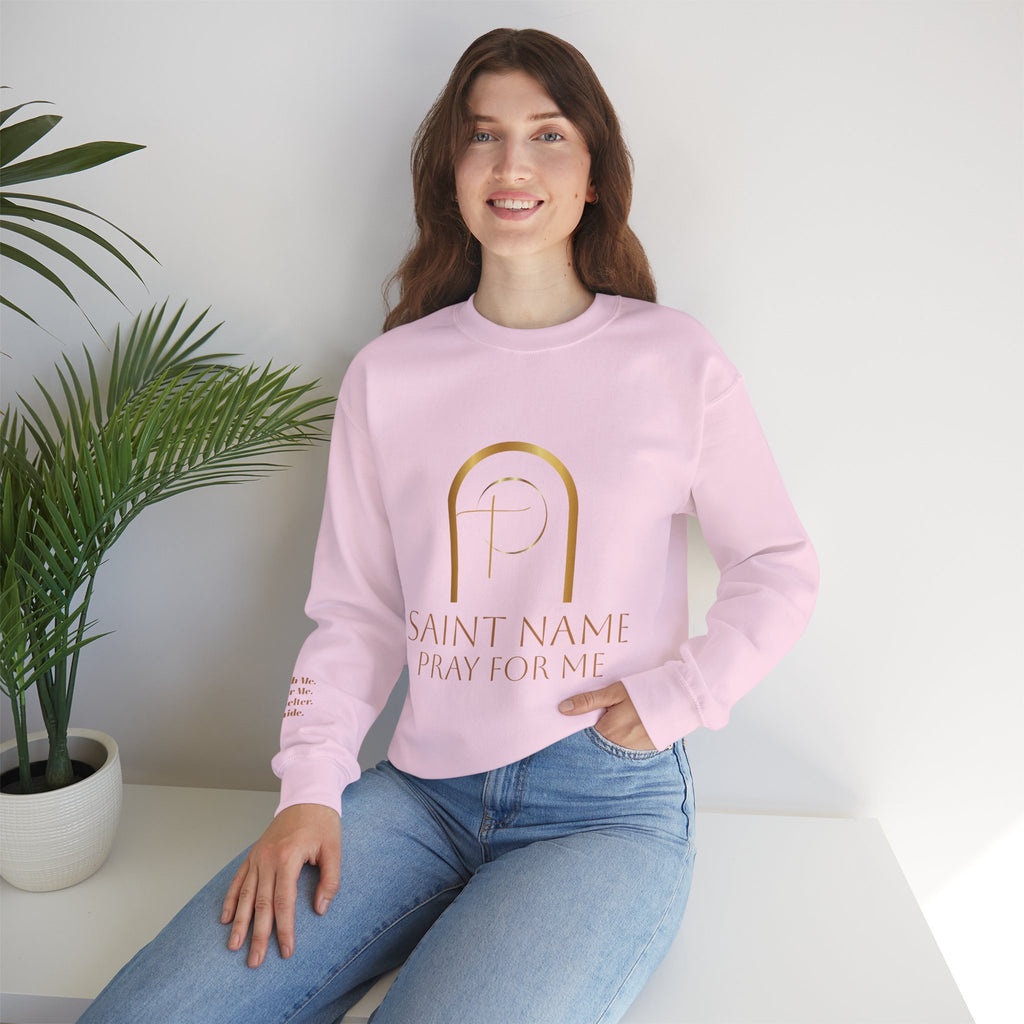 Personalized Luxe Cozy Fleece Prayers in Thread Gold Arch Crewneck Pullover
