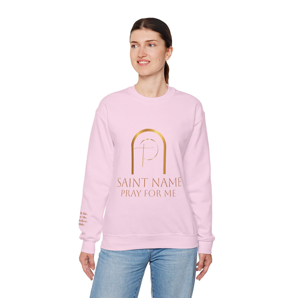 Personalized Luxe Cozy Fleece Prayers in Thread Gold Arch Crewneck Pullover