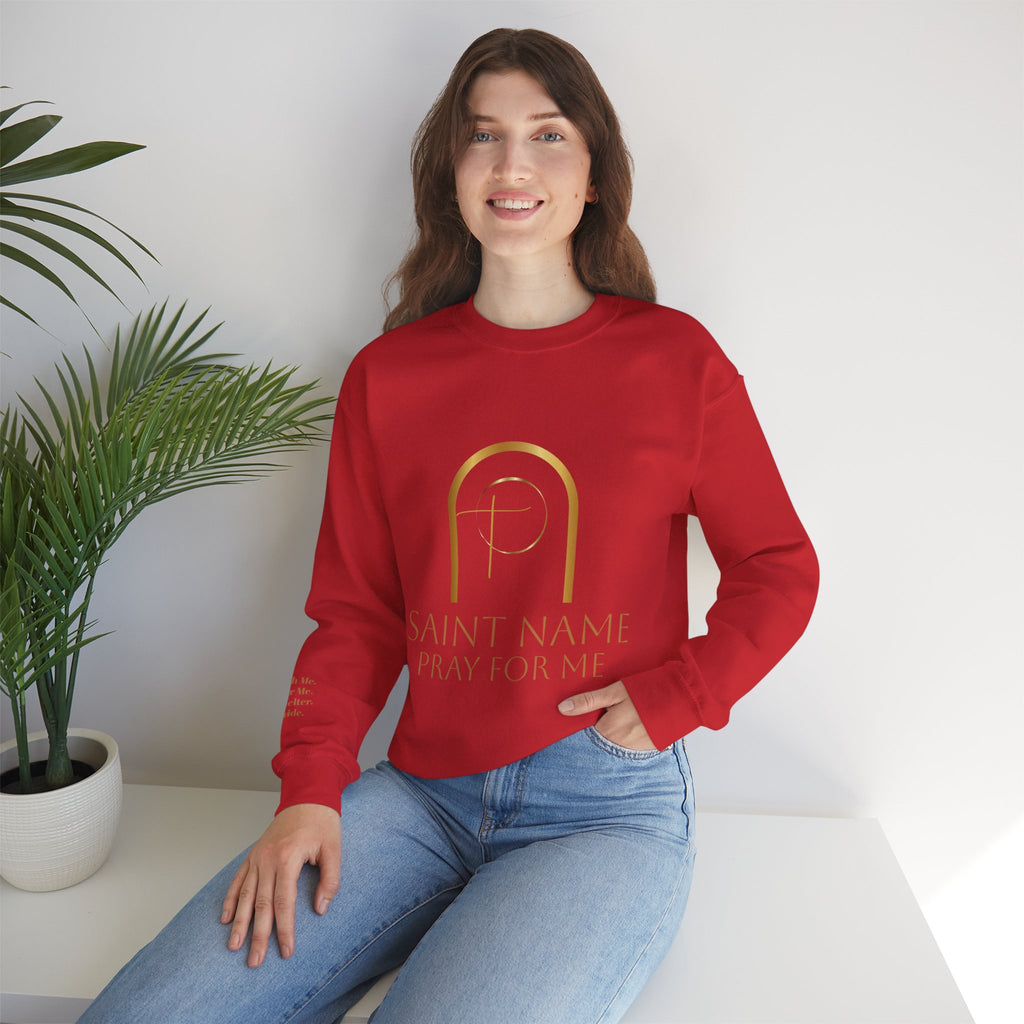 Personalized Luxe Cozy Fleece Prayers in Thread Gold Arch Crewneck Pullover