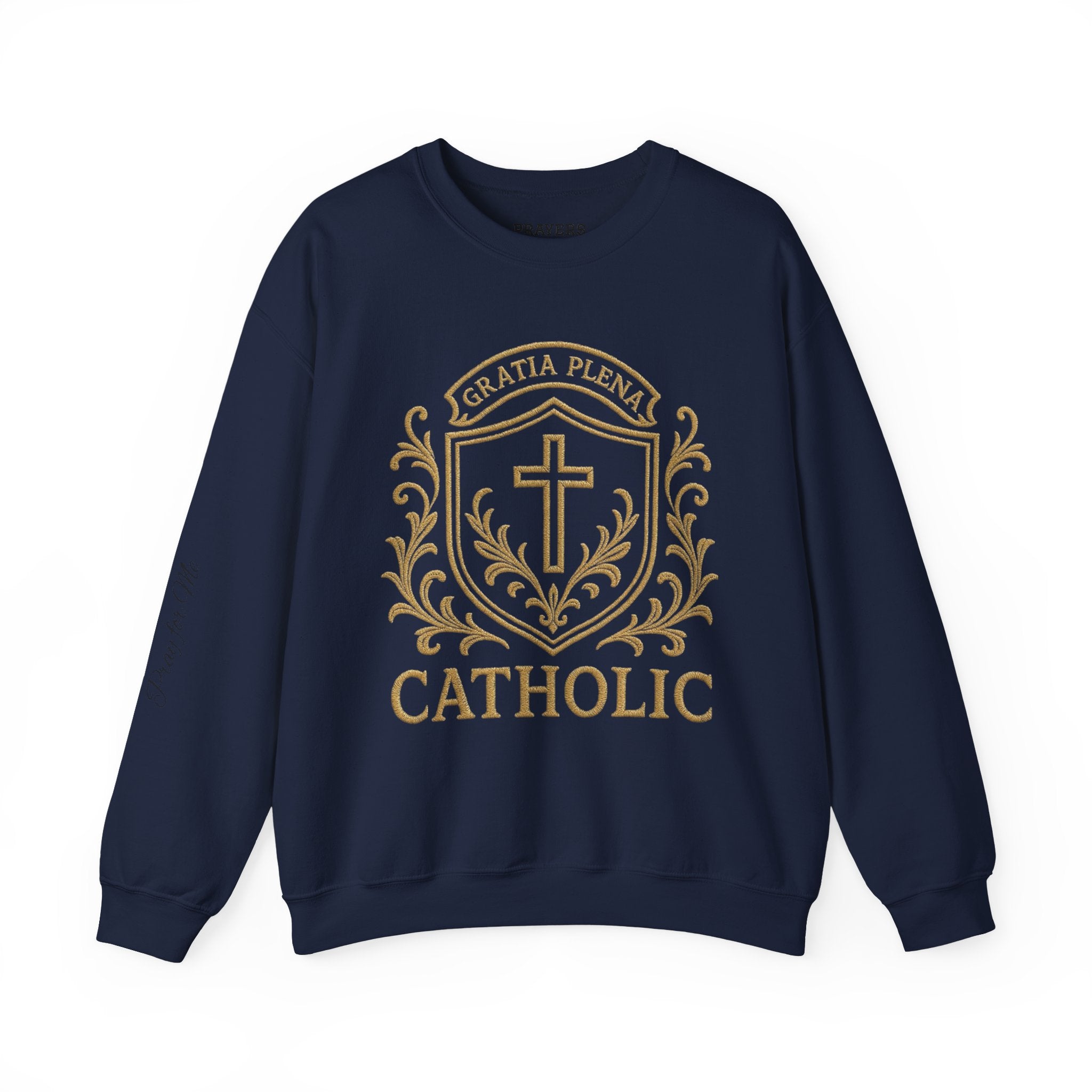 Catholic Luxury Crewneck Sweatshirt – “Gratia Plena” Emblem