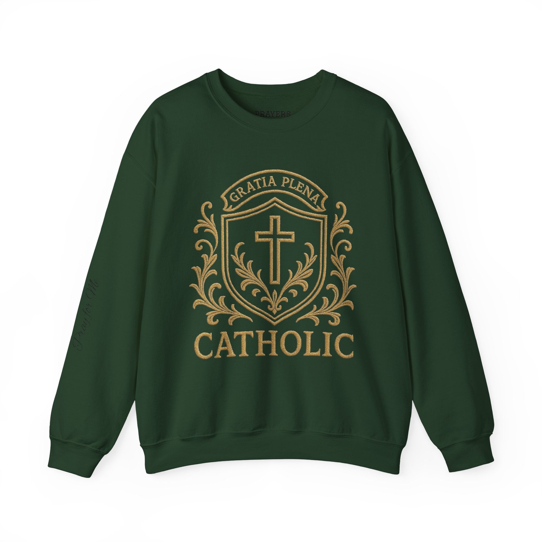 Catholic Luxury Crewneck Sweatshirt – “Gratia Plena” Emblem