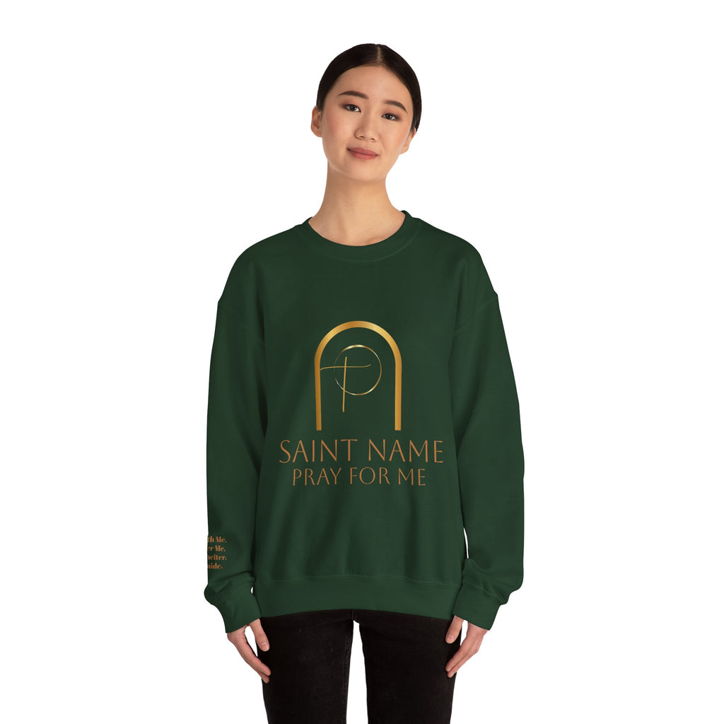 Personalized Luxe Cozy Fleece Prayers in Thread Gold Arch Crewneck Pullover