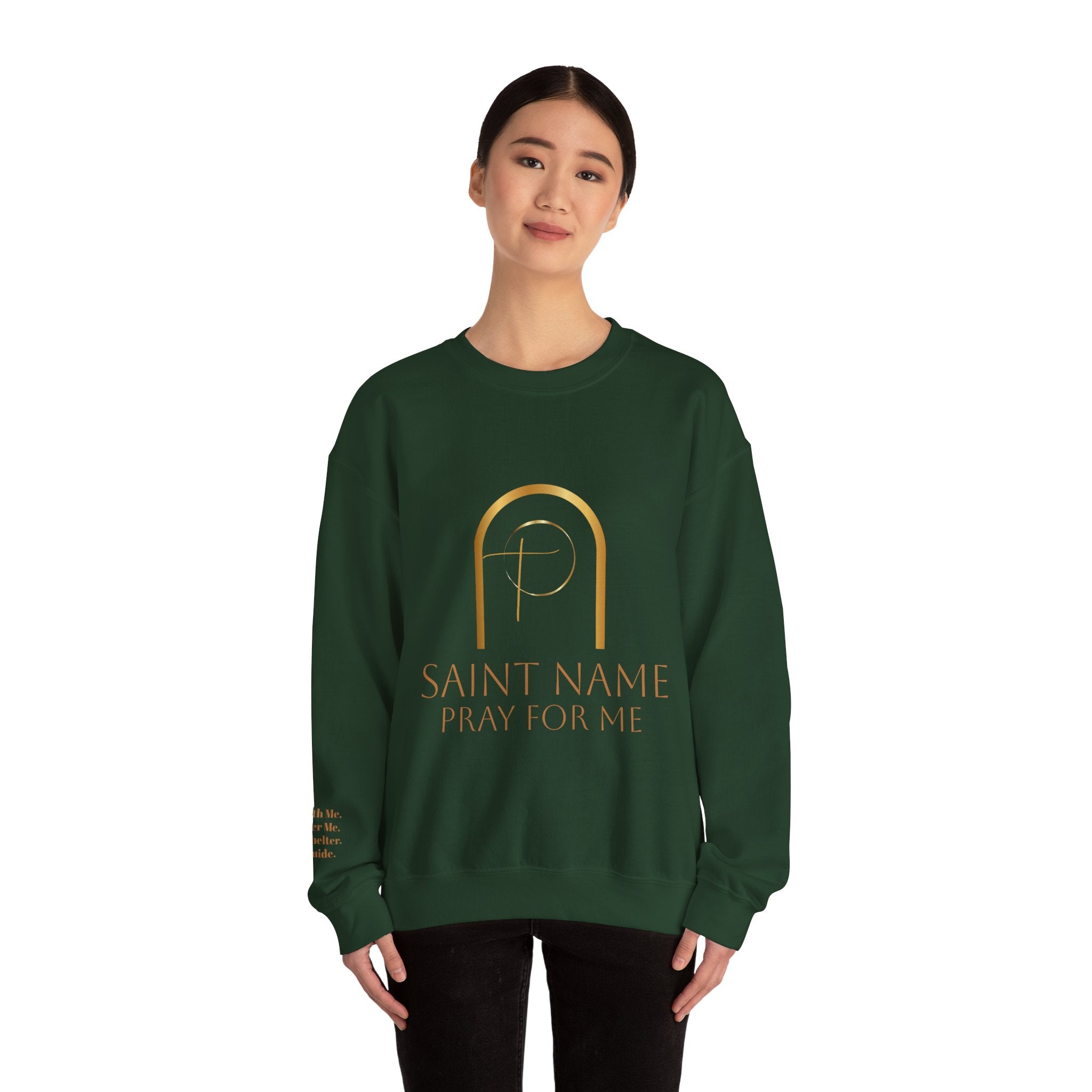 Personalized Luxe Cozy Fleece Prayers in Thread Gold Arch Crewneck Pullover