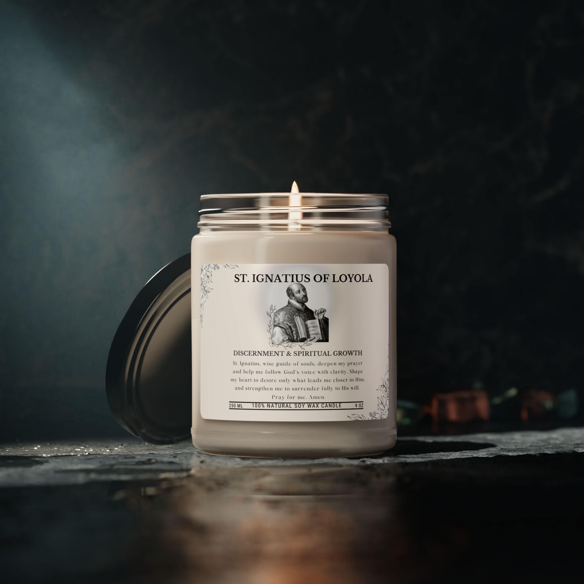 St. Ignatius of Loyola Scented Soy Candle — 9oz  Discernment & Spiritual Growth Prayer Jar Candle