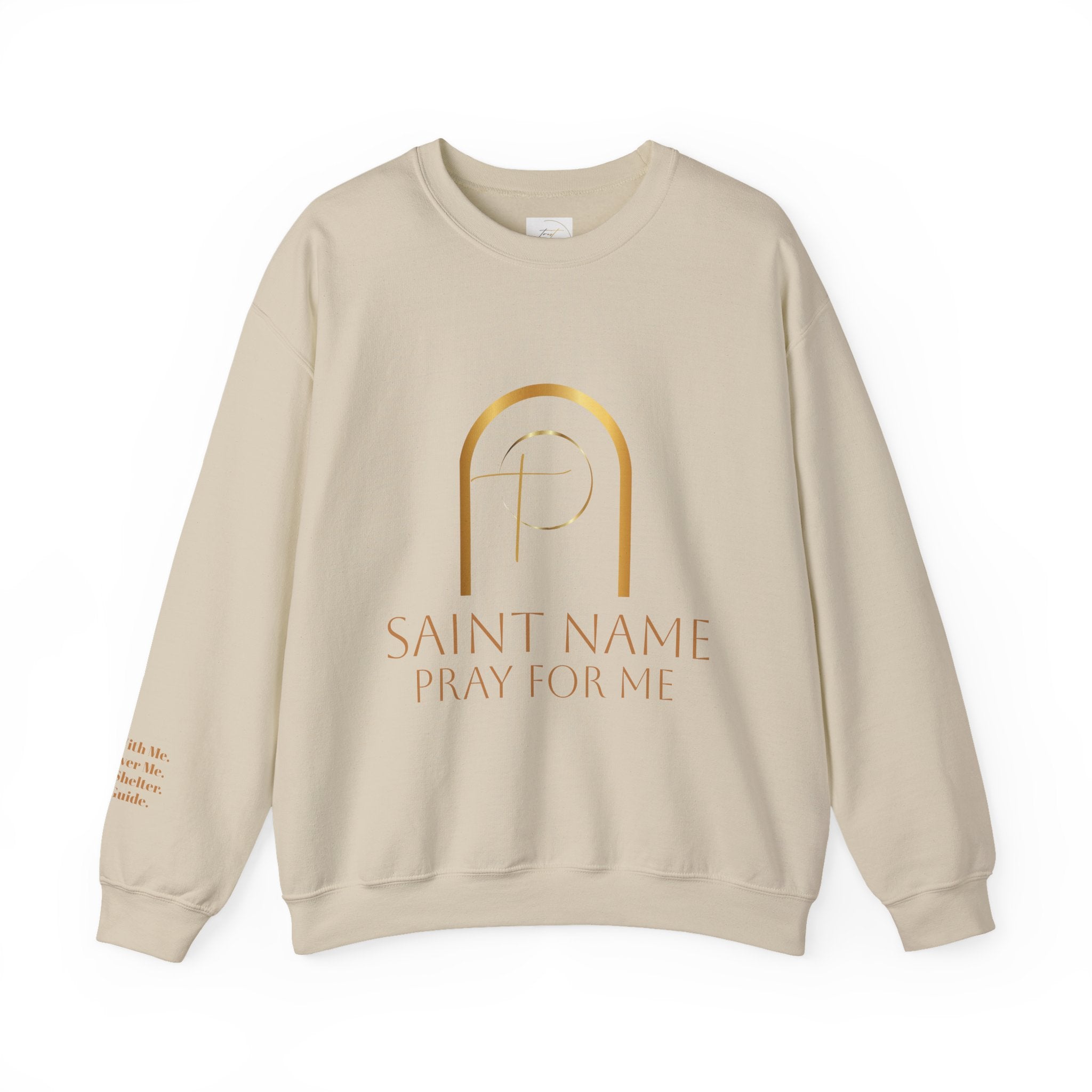 Personalized Luxe Cozy Fleece Prayers in Thread Gold Arch Crewneck Pullover