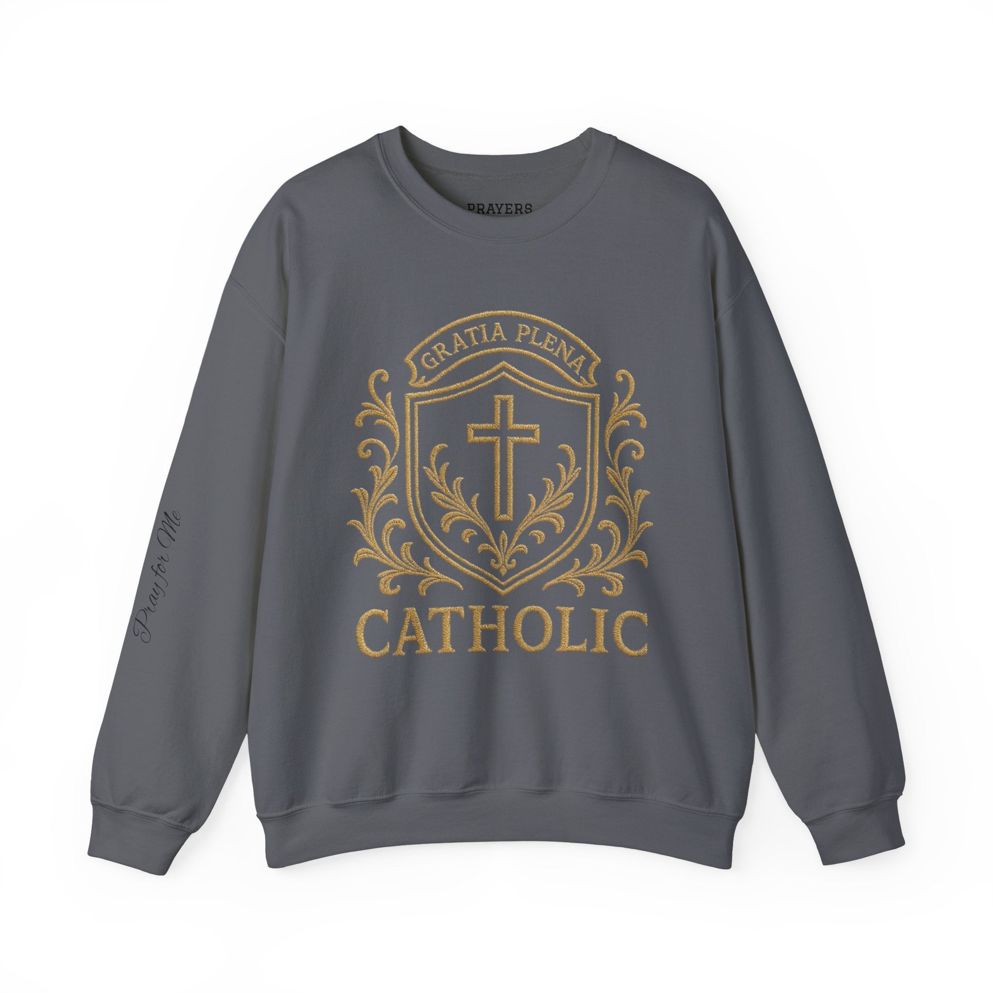 Catholic Luxury Crewneck Sweatshirt – “Gratia Plena” Emblem