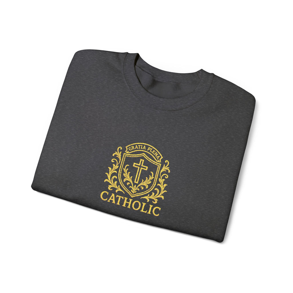 "Gratia Plena" Luxury Embroidered Crewneck Sweatshirt