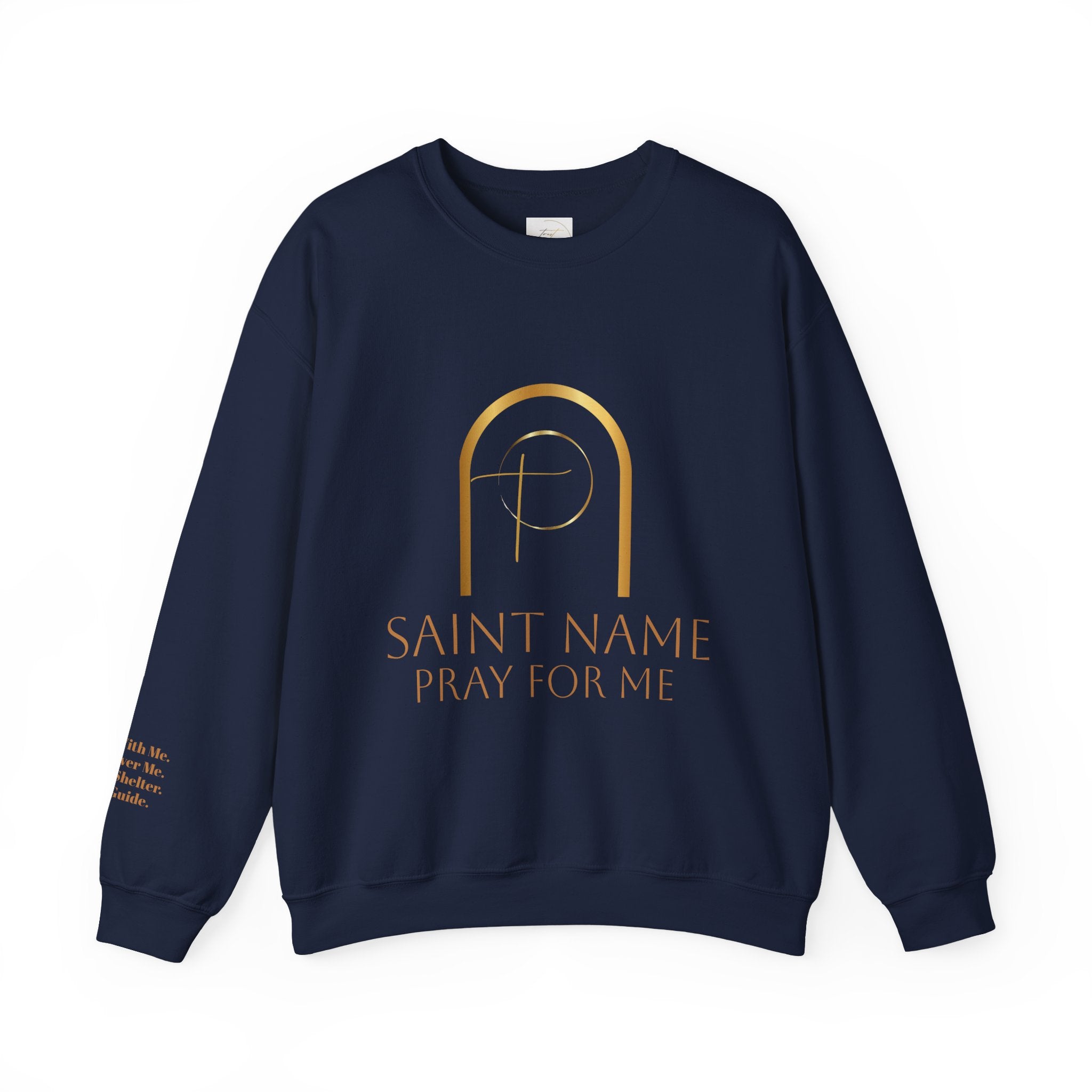 Personalized Luxe Cozy Fleece Prayers in Thread Gold Arch Crewneck Pullover