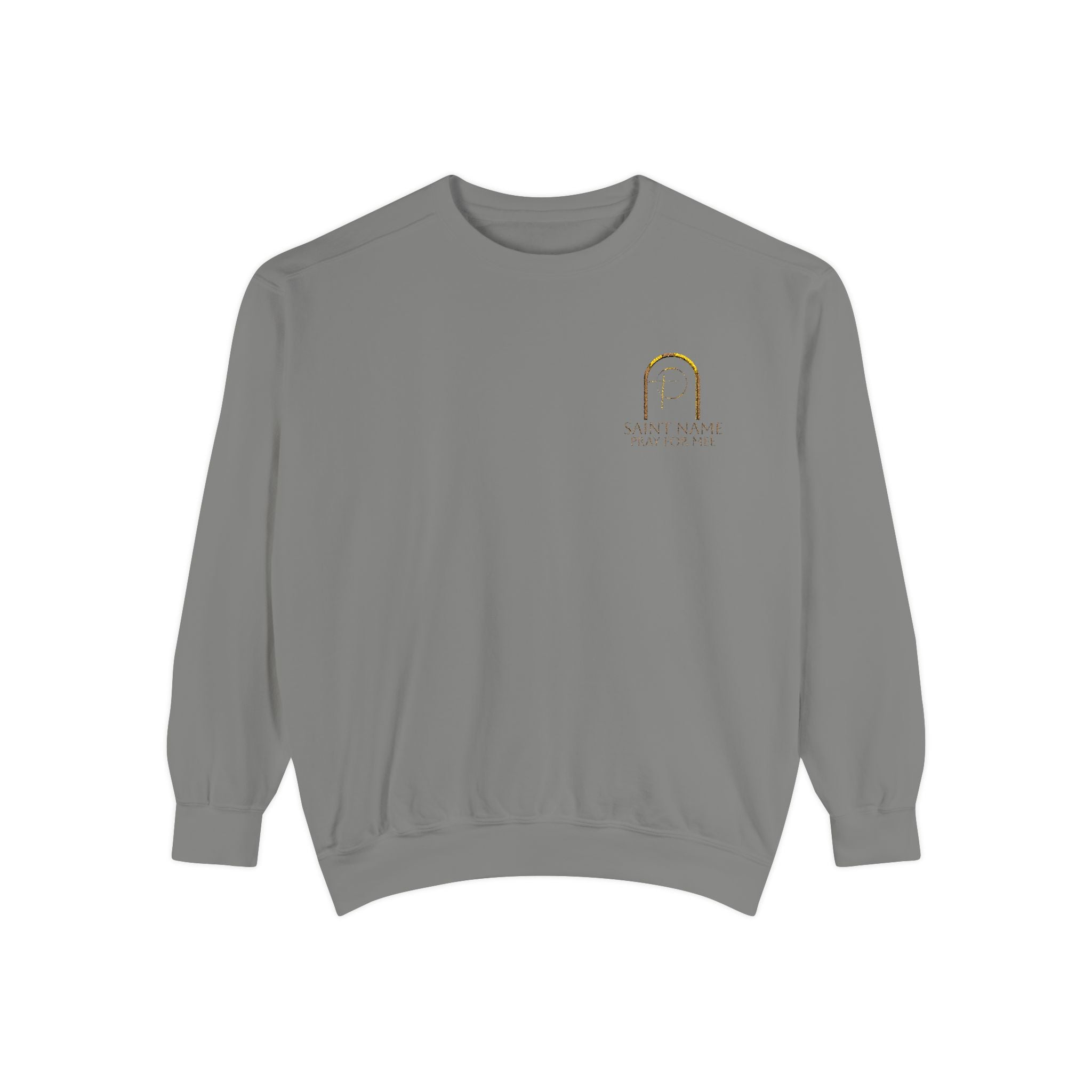 Personalized Luxe Cozy Fleece Prayers in Thread Subtle Elegance Gold Arch Crewneck Pullover