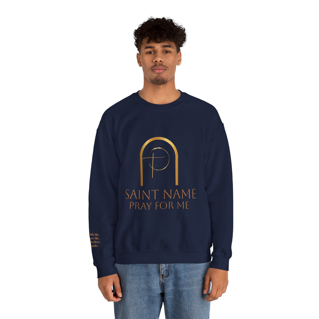 Personalized Luxe Cozy Fleece Prayers in Thread Gold Arch Crewneck Pullover