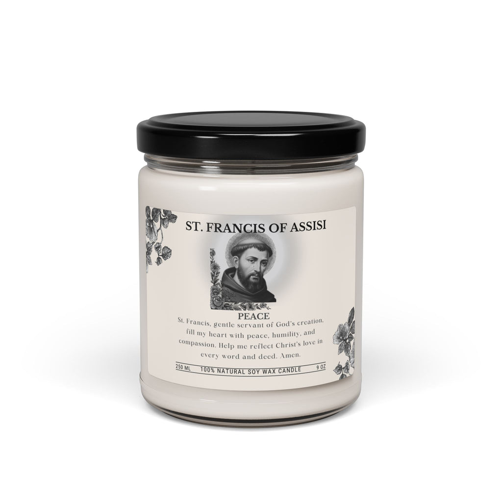 St. Francis of Assisi Scented Soy Candle — 9oz Peace Prayer Jar Candle