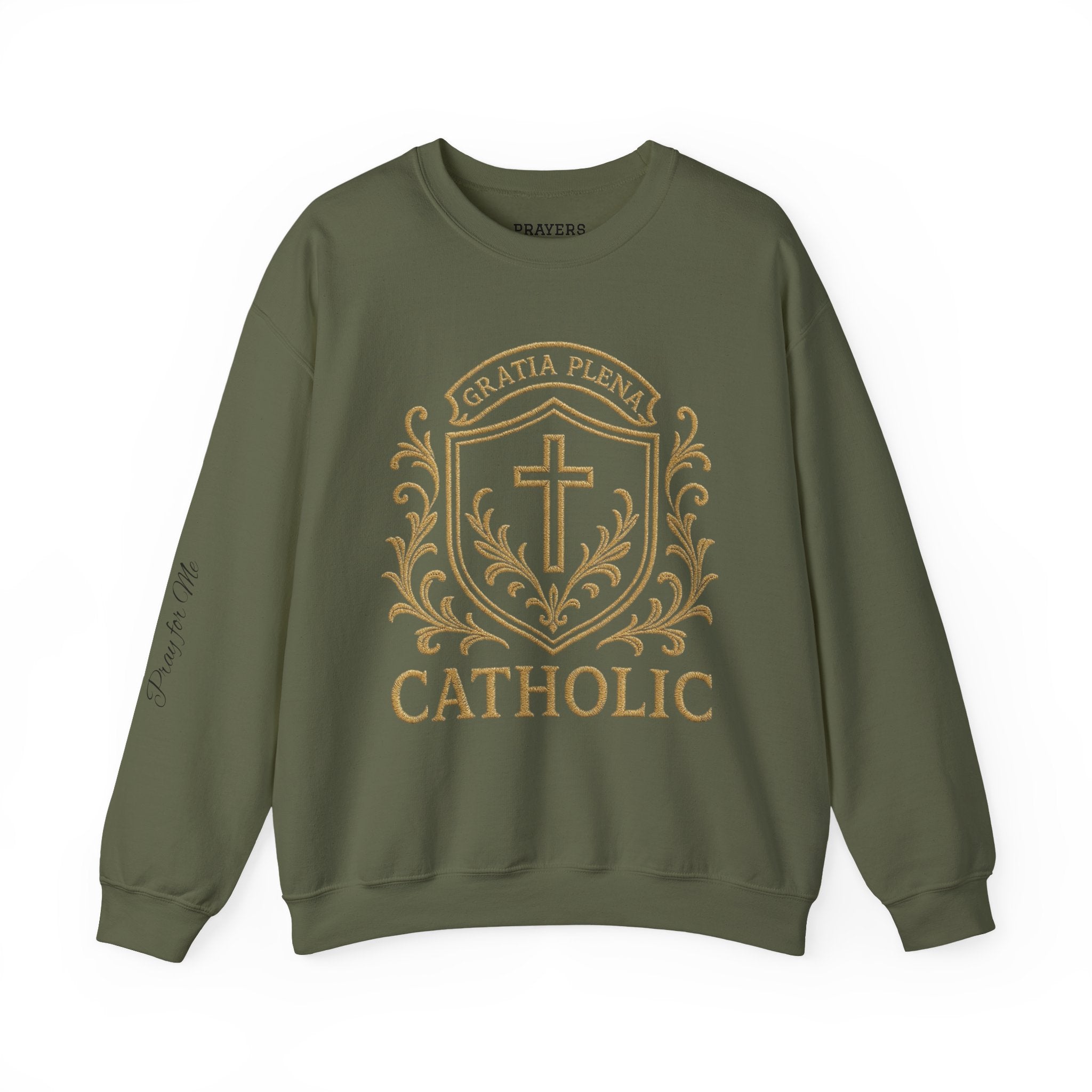 Catholic Luxury Crewneck Sweatshirt – “Gratia Plena” Emblem