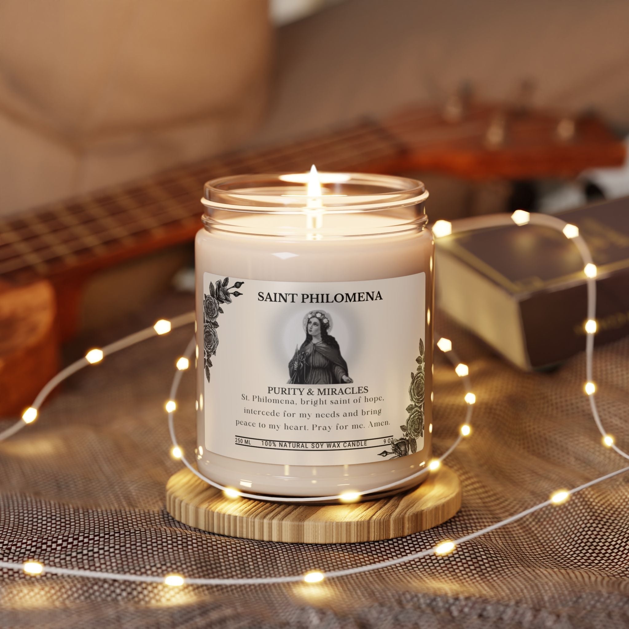St. Philomena Candle Scented Soy Candle — 9oz Purity, Healing & Impossible Causes Prayer Jar Candle