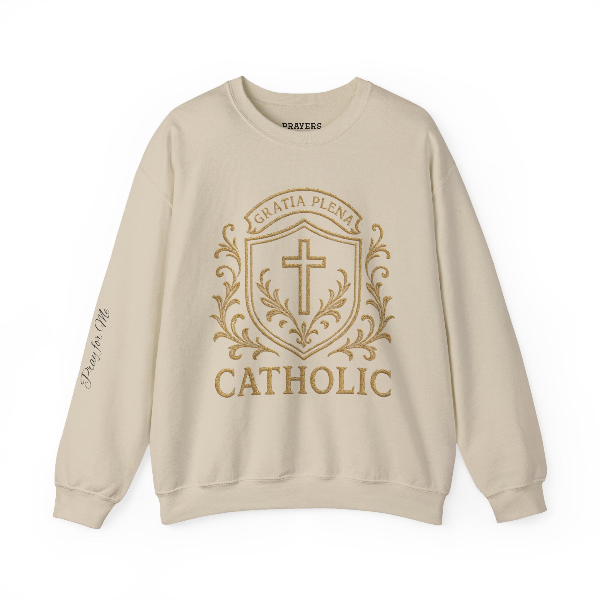Catholic Luxury Crewneck Sweatshirt – “Gratia Plena” Emblem