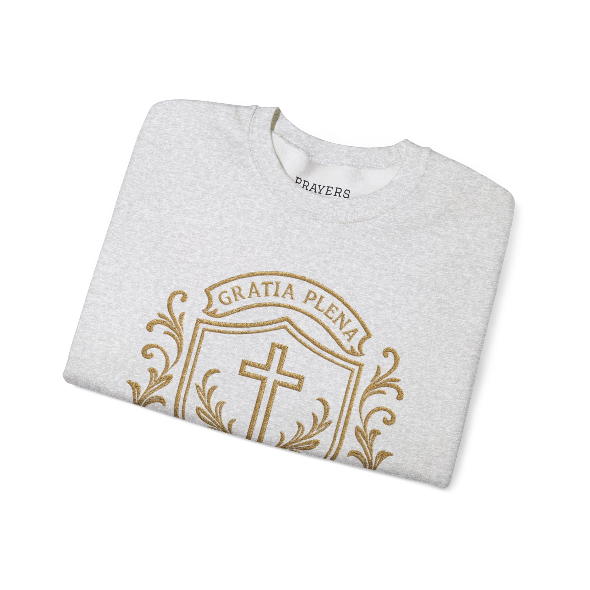 Catholic Luxury Crewneck Sweatshirt – “Gratia Plena” Emblem
