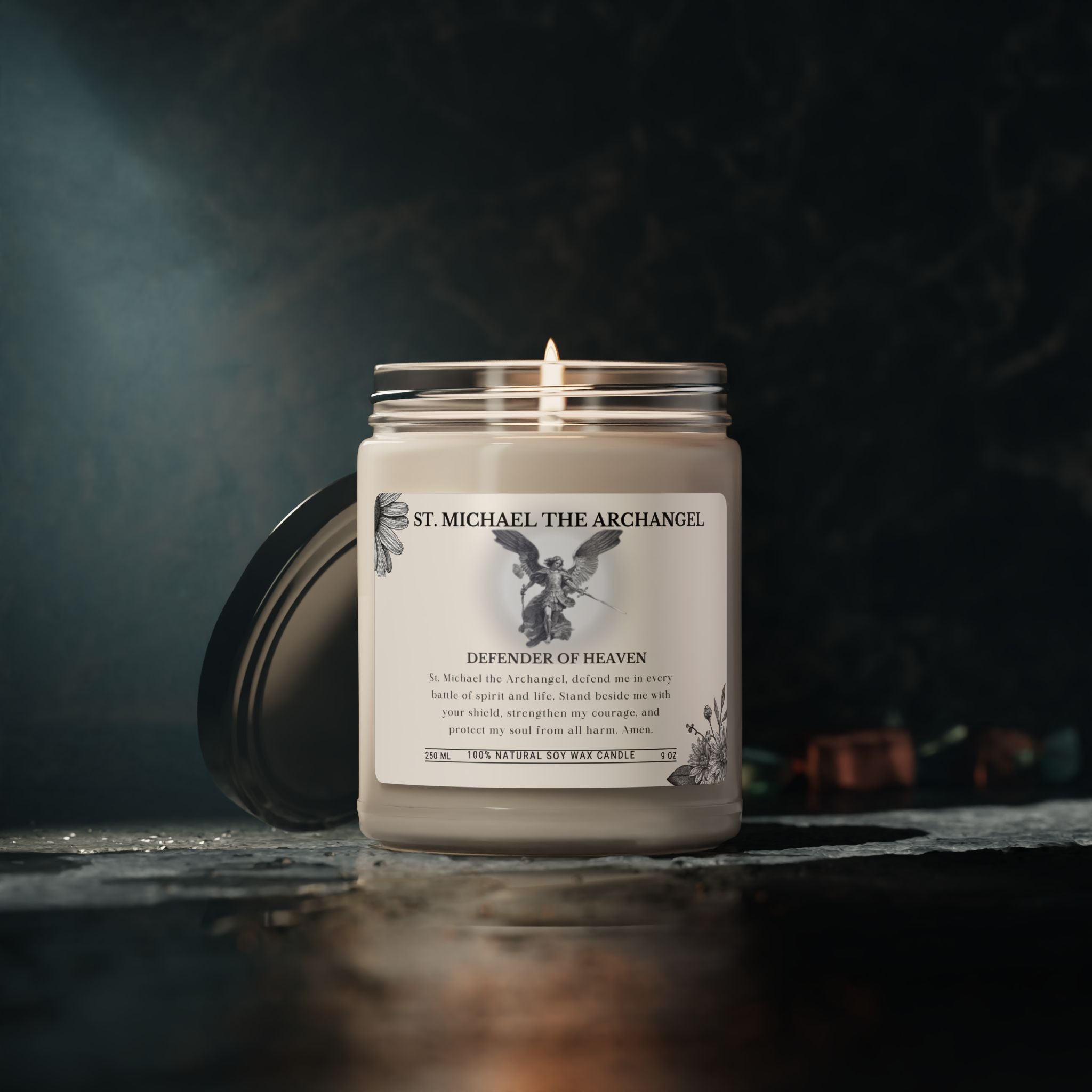 St. Michael the Archangel 9oz Scented Soy Candle — Defender of Heaven Prayer Candle