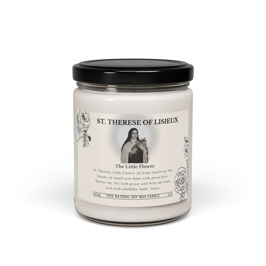 St. Therese of Lisieux Scented Soy Candle, 9oz – 'The Little Flower' Religious Prayer Candle