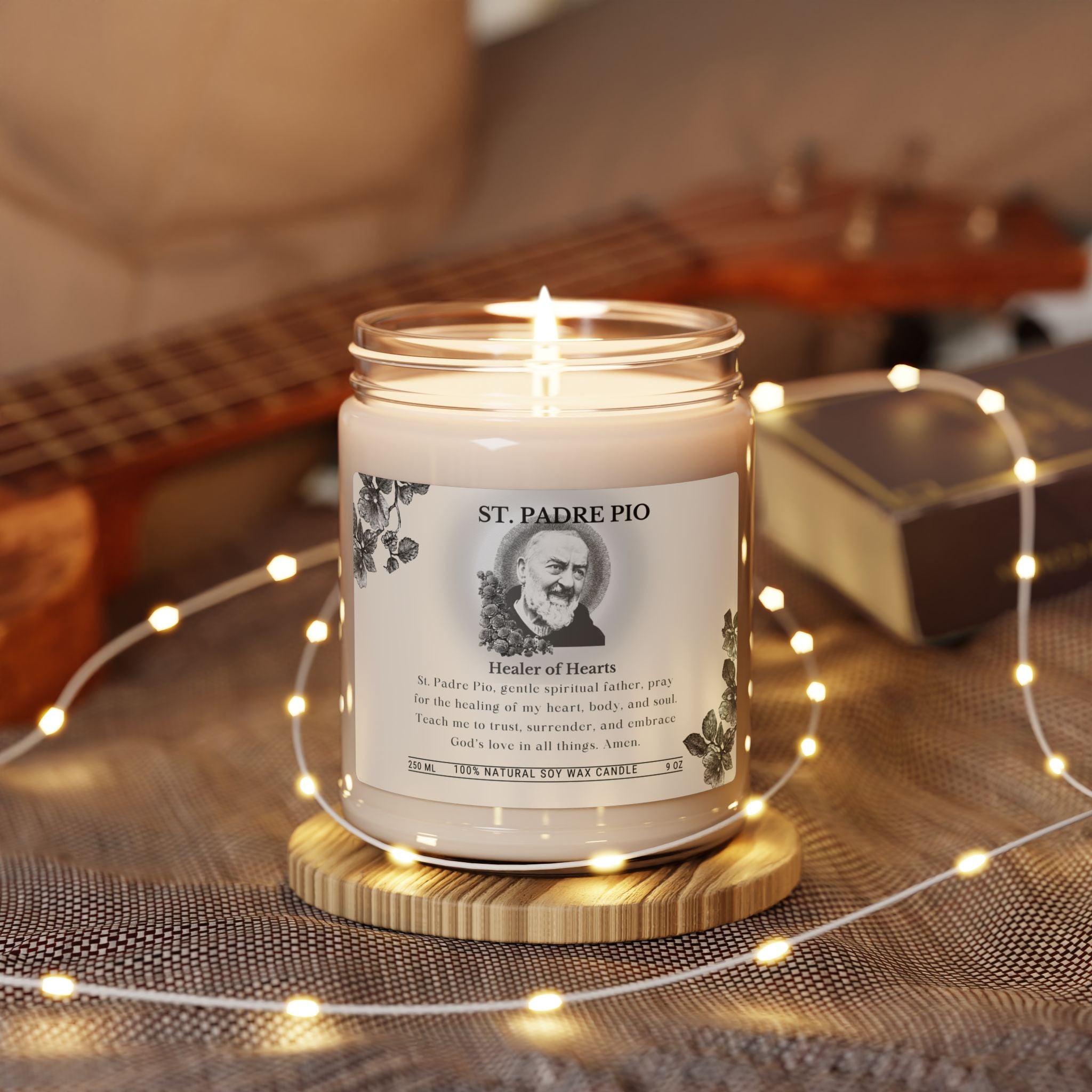 St. Padre Pio Scented Soy Candle — 9oz Devotional ‘Healer of Hearts’ Jar