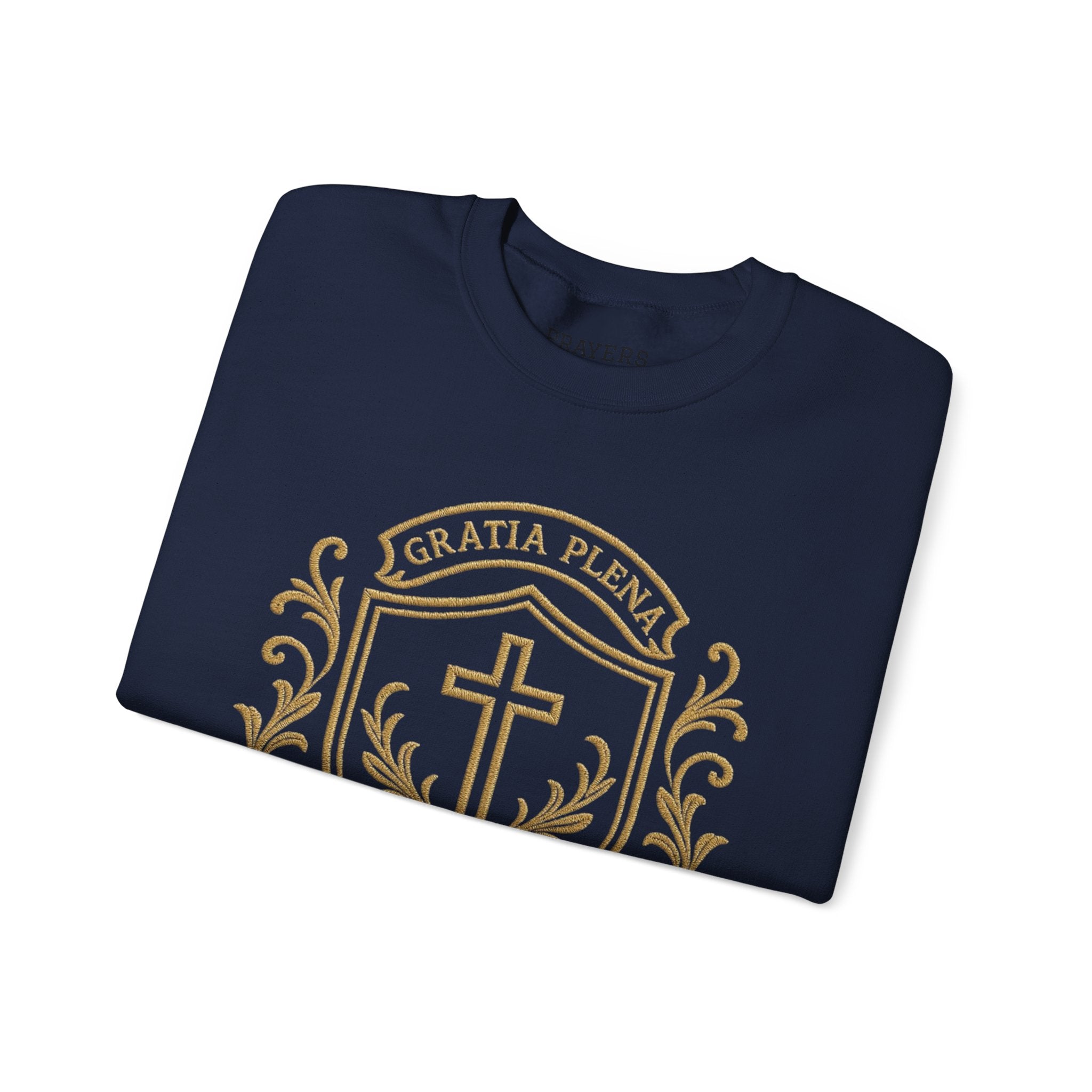 Catholic Luxury Crewneck Sweatshirt – “Gratia Plena” Emblem