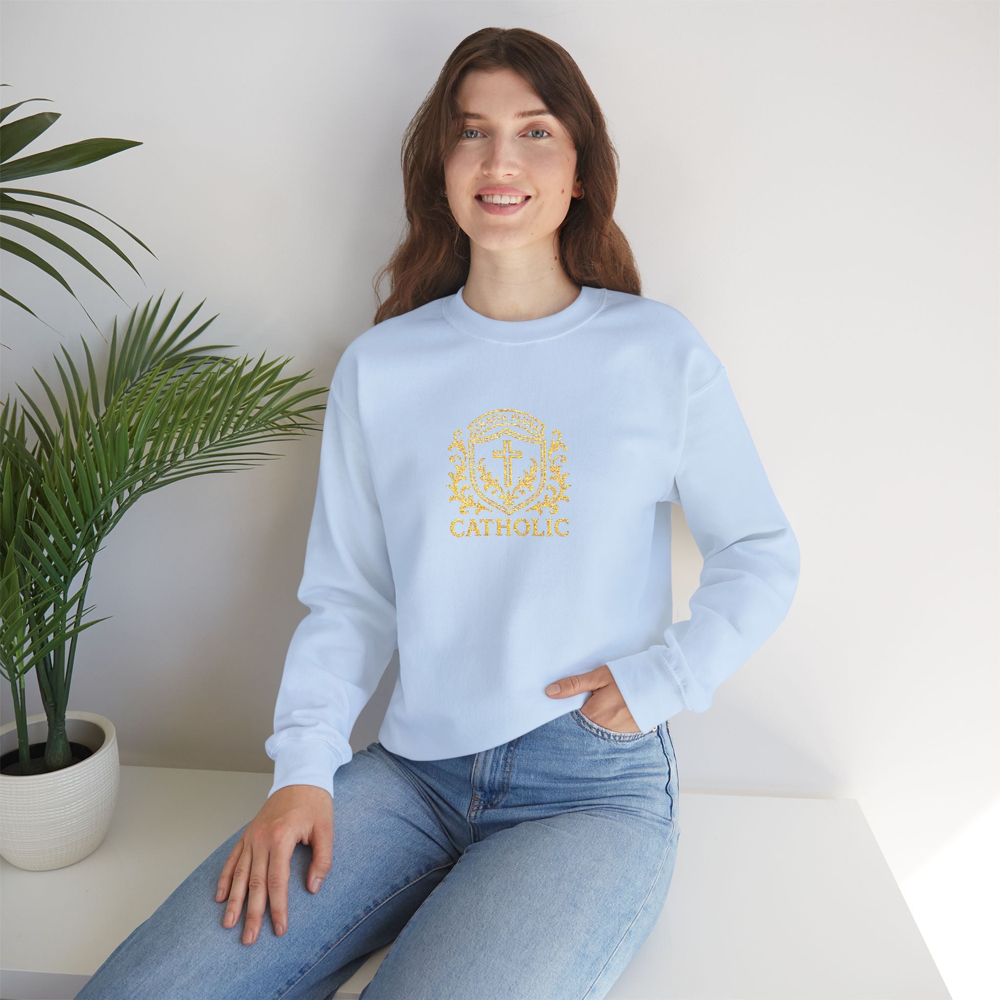 "Gratia Plena" Luxury Embroidered Crewneck Sweatshirt