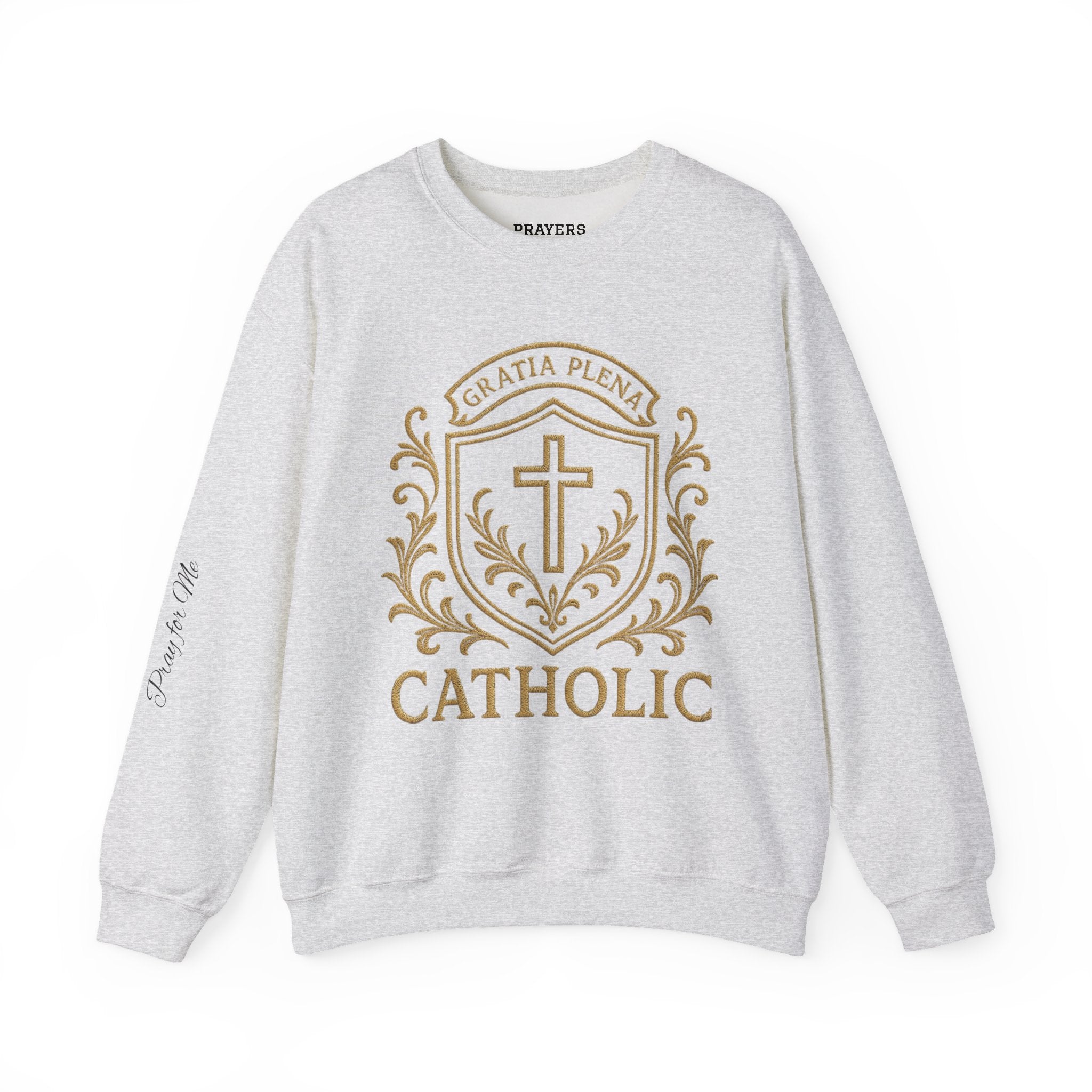 Catholic Luxury Crewneck Sweatshirt – “Gratia Plena” Emblem