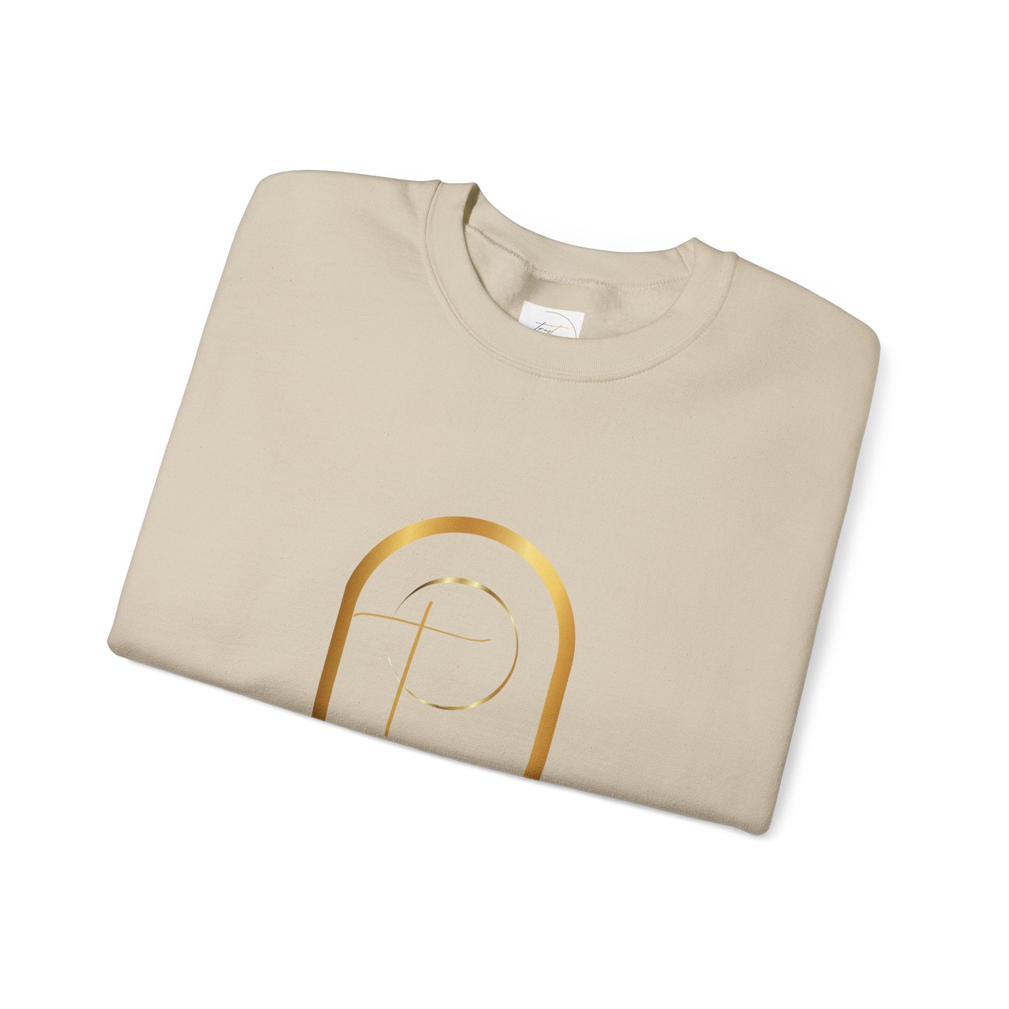 Personalized Luxe Cozy Fleece Prayers in Thread Gold Arch Crewneck Pullover