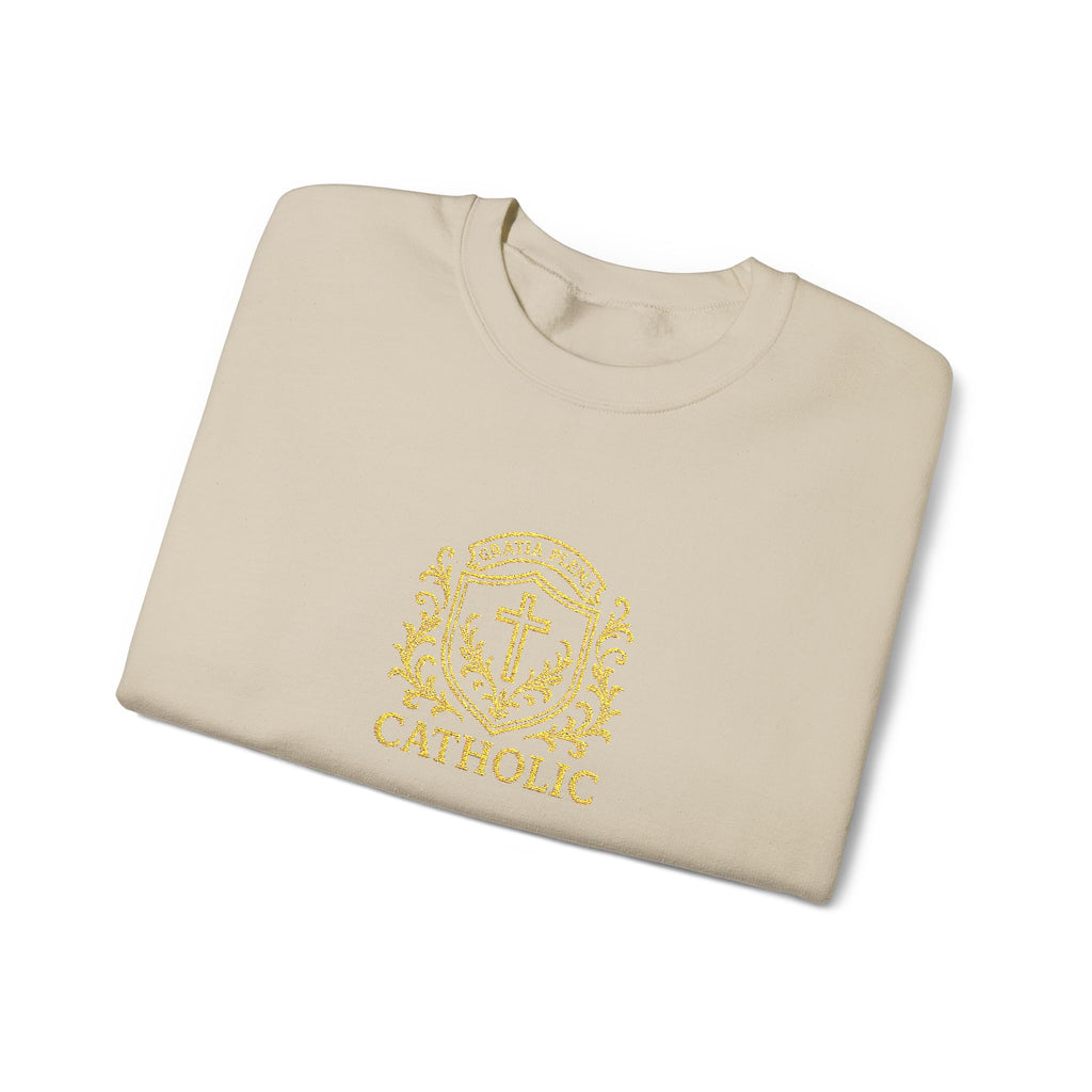 "Gratia Plena" Luxury Embroidered Crewneck Sweatshirt