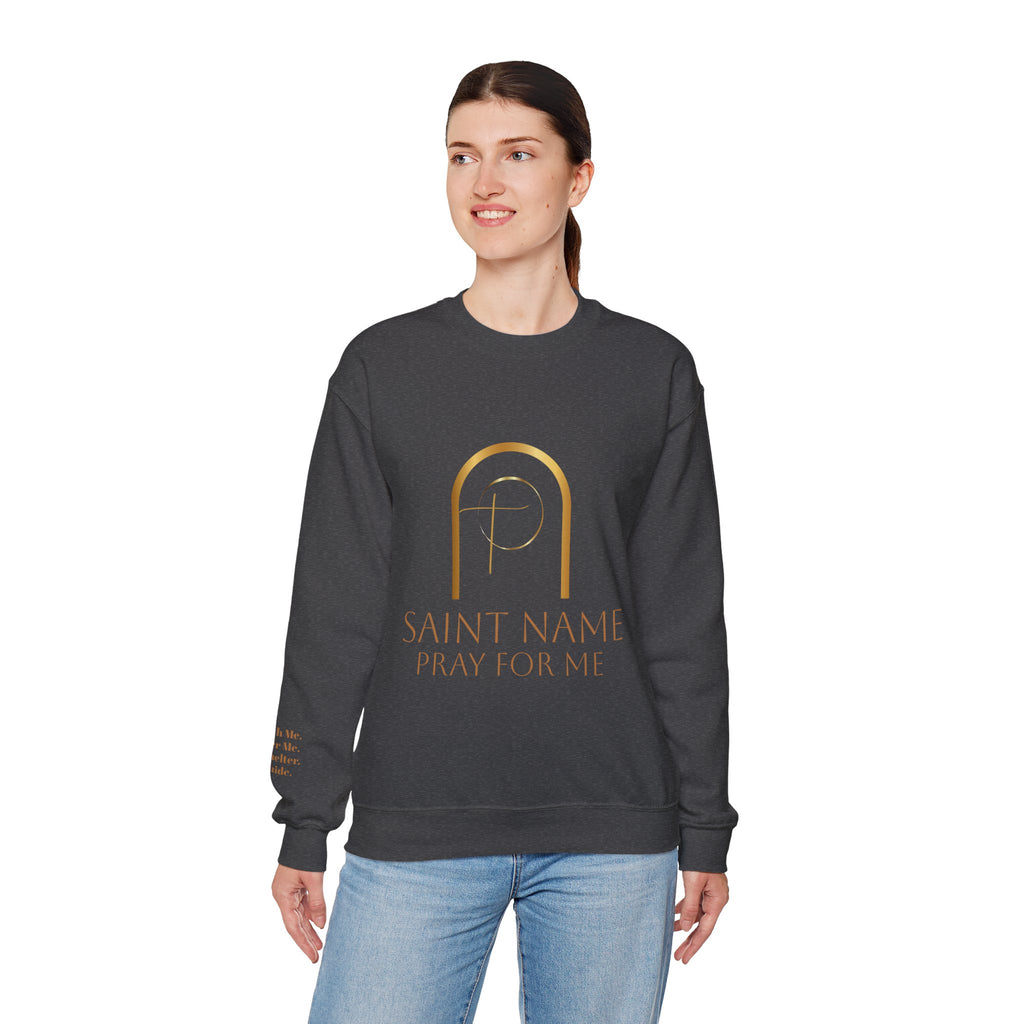 Personalized Luxe Cozy Fleece Prayers in Thread Gold Arch Crewneck Pullover