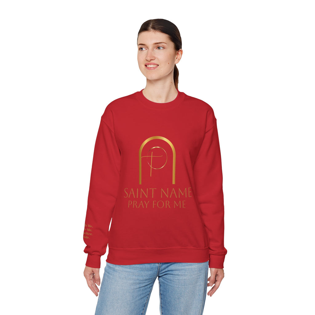 Personalized Luxe Cozy Fleece Prayers in Thread Gold Arch Crewneck Pullover