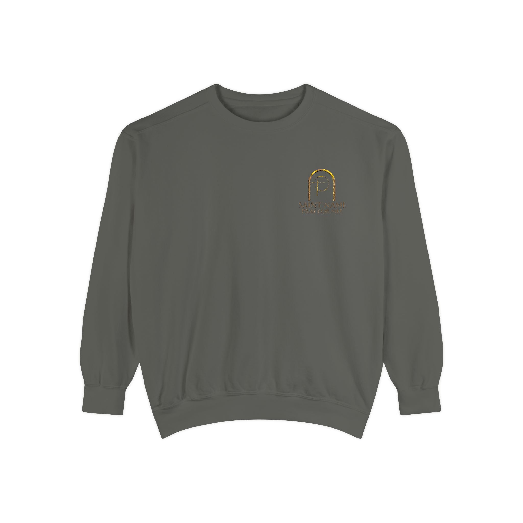Personalized Luxe Cozy Fleece Prayers in Thread Subtle Elegance Gold Arch Crewneck Pullover