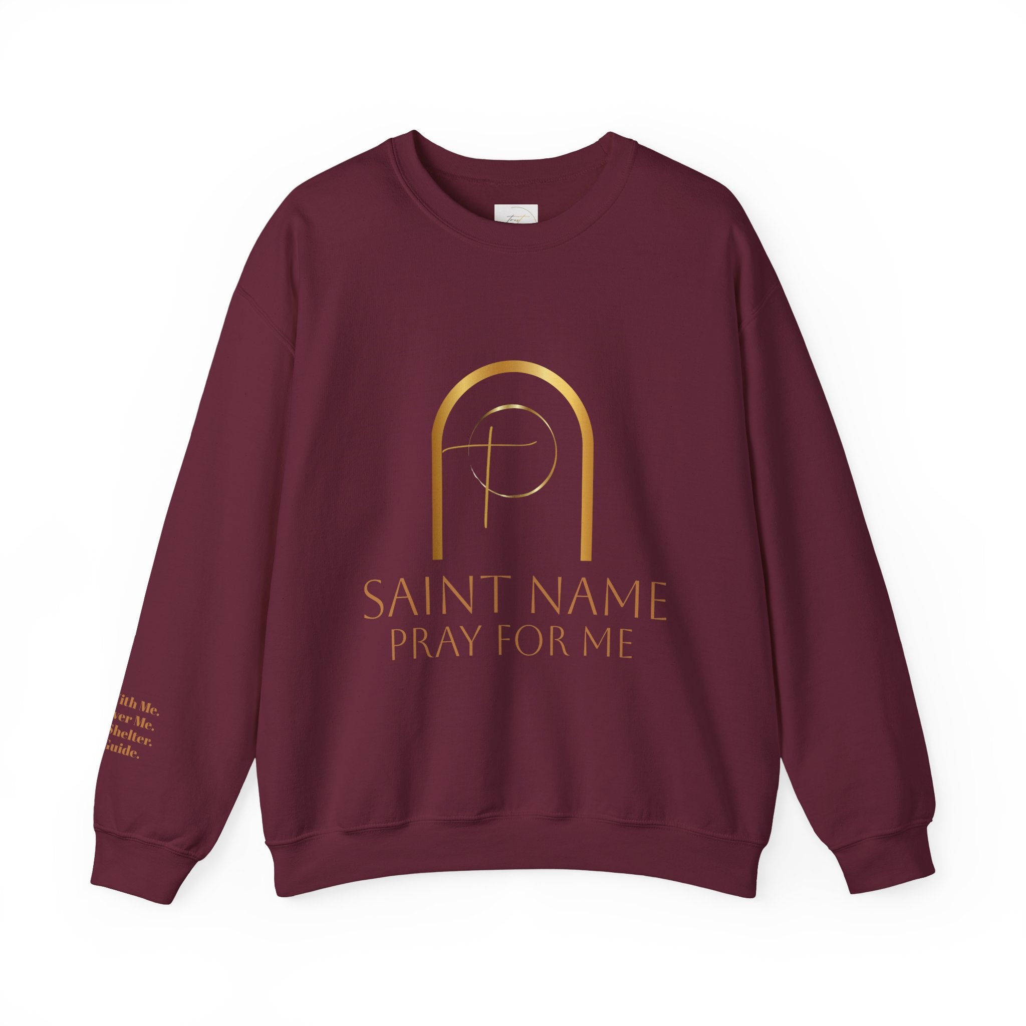 Personalized Luxe Cozy Fleece Prayers in Thread Gold Arch Crewneck Pullover