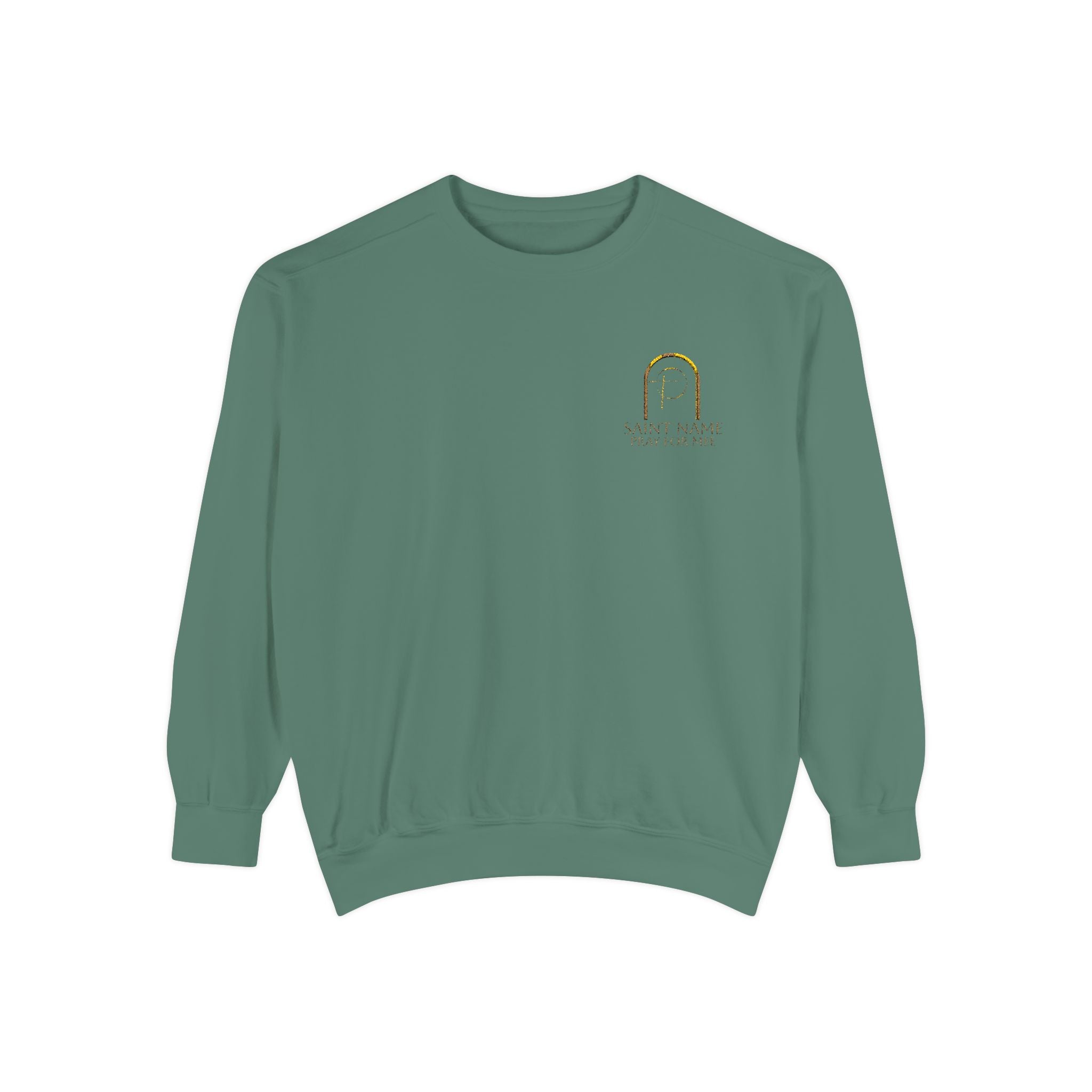 Personalized Luxe Cozy Fleece Prayers in Thread Subtle Elegance Gold Arch Crewneck Pullover