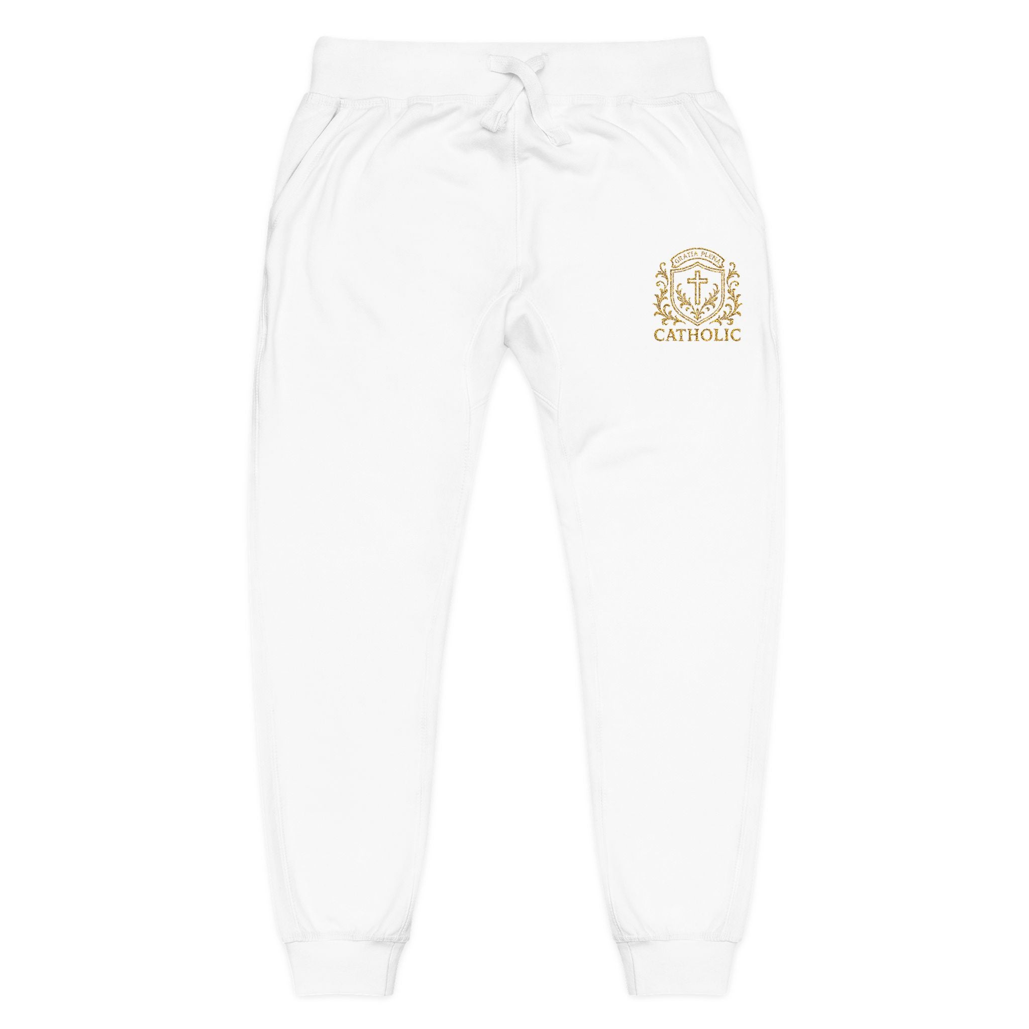 "Gratia Plena" Luxury Embroidered Fleece Joggers