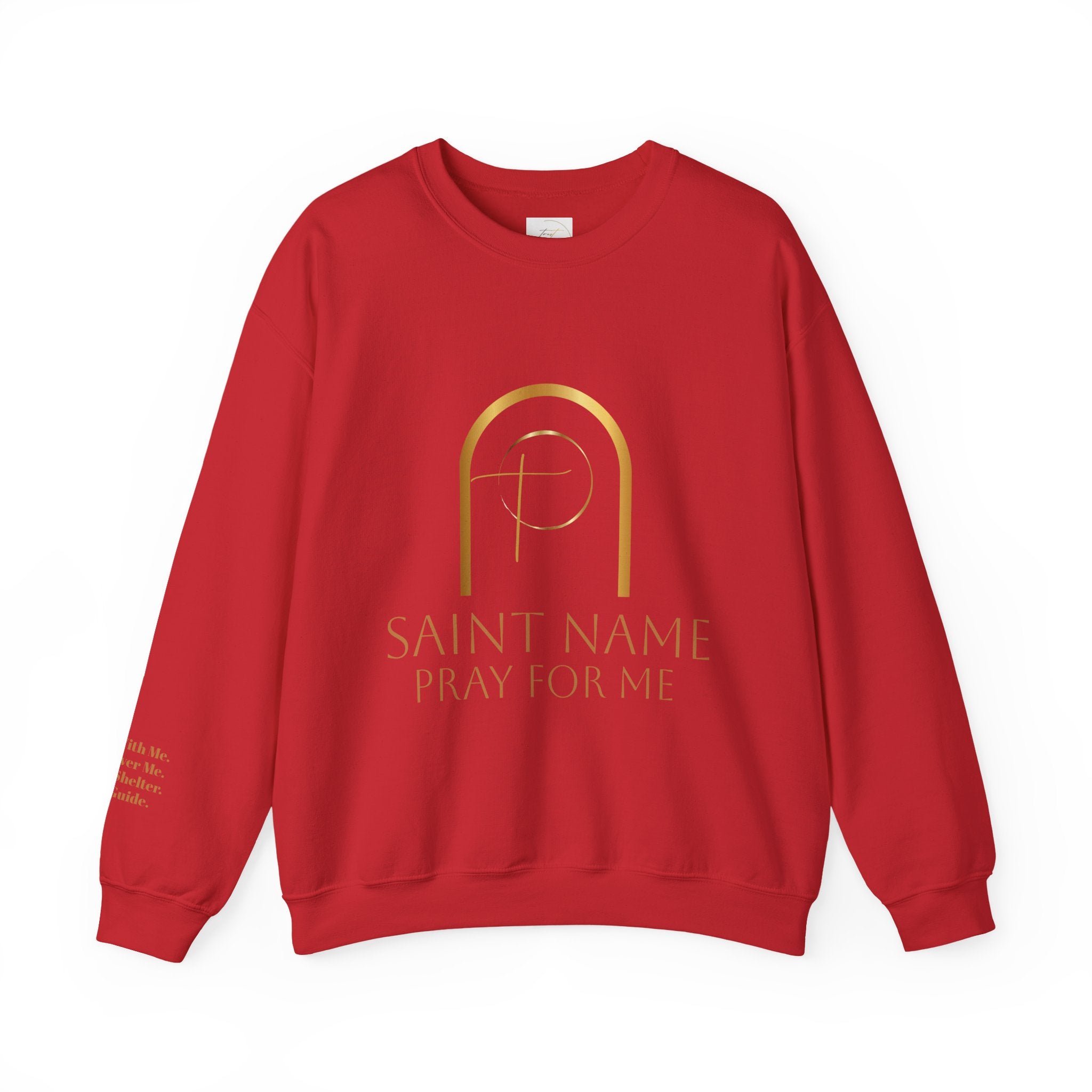 Personalized Luxe Cozy Fleece Prayers in Thread Gold Arch Crewneck Pullover