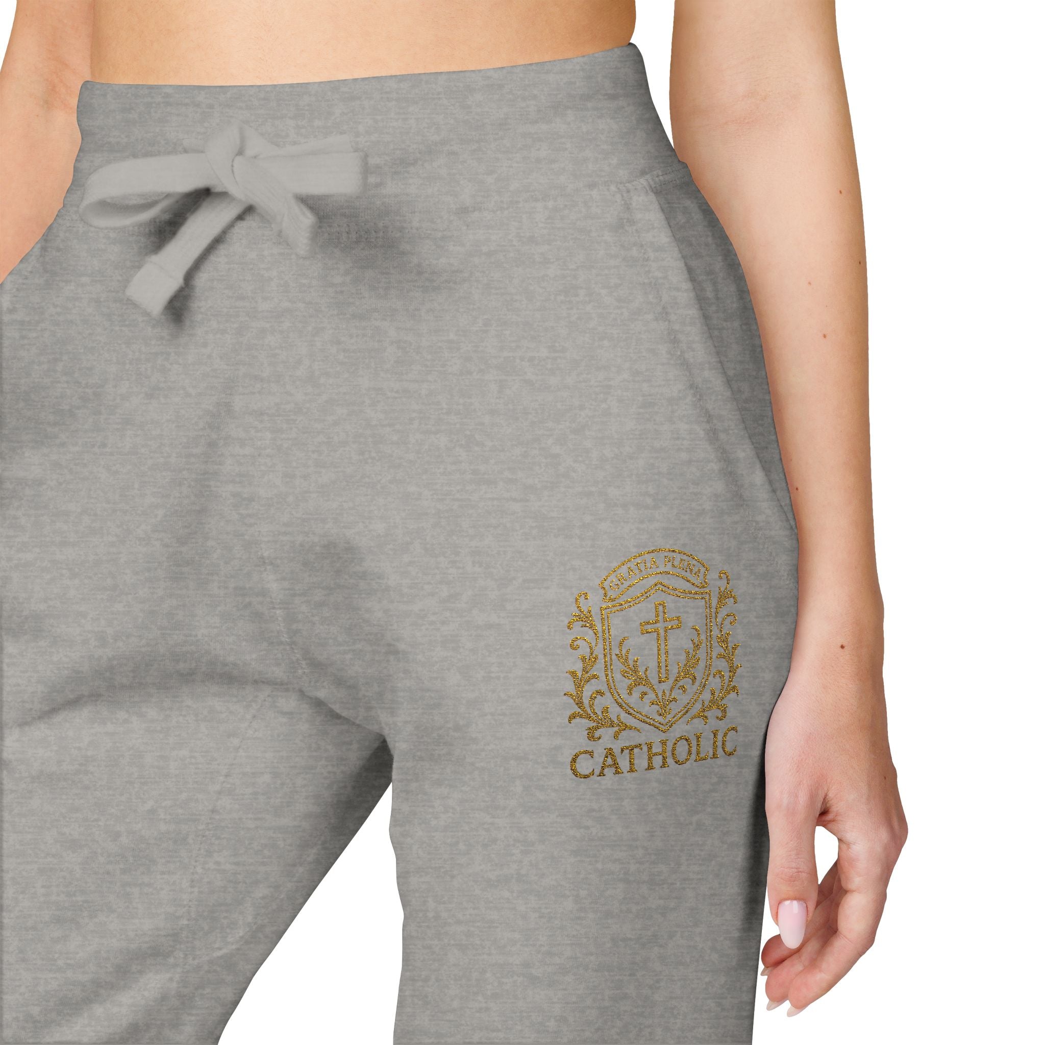 "Gratia Plena" Luxury Embroidered Fleece Joggers