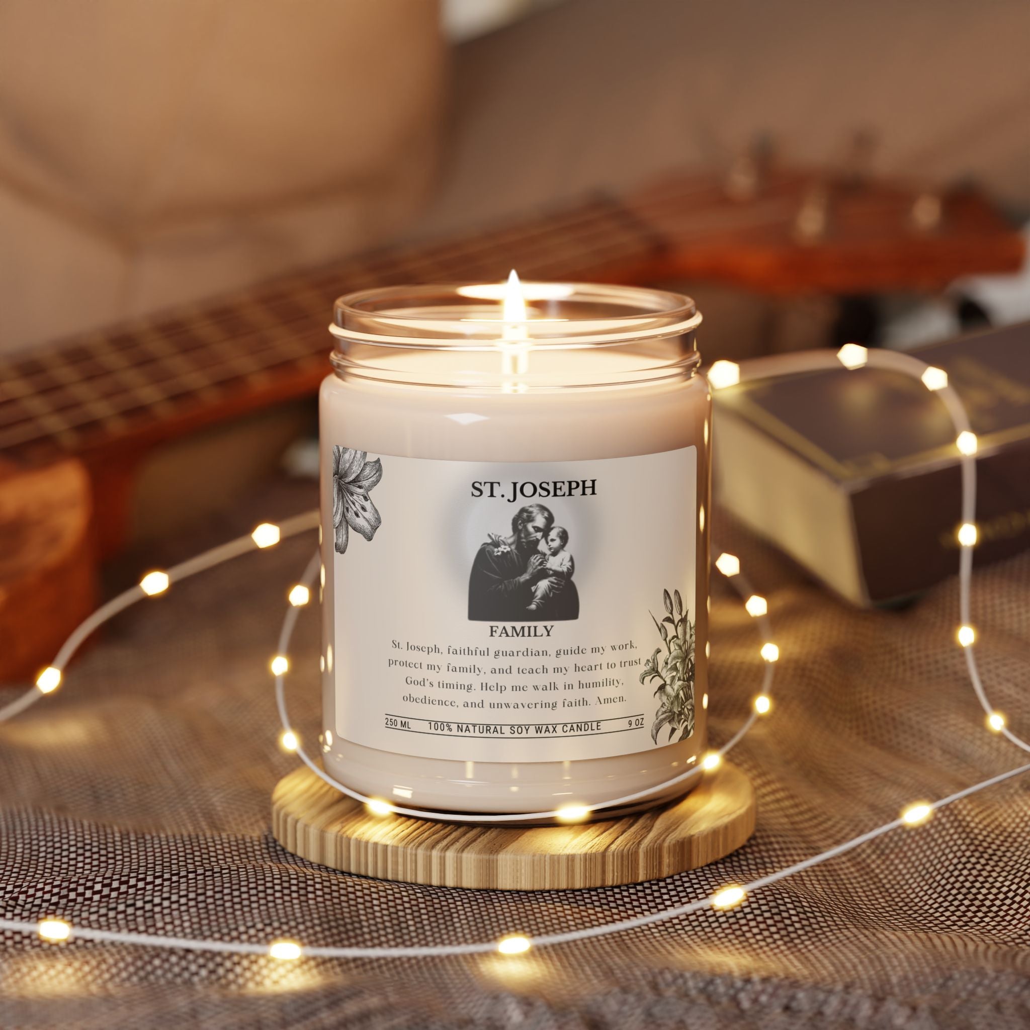 St. Joseph Scented Soy Candle — 9 oz Family Prayer Candle (Religious Devotional Home Fragrance)